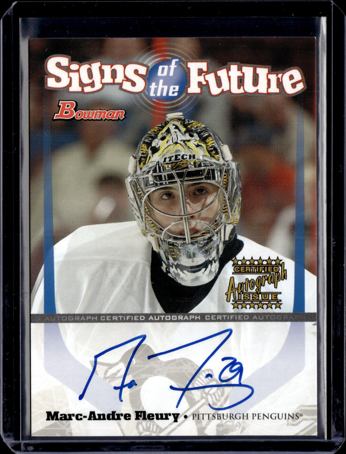 2003-04 Bowman Draft Signs of the Future Marc Andre Fleury Rookie Card RC Auto