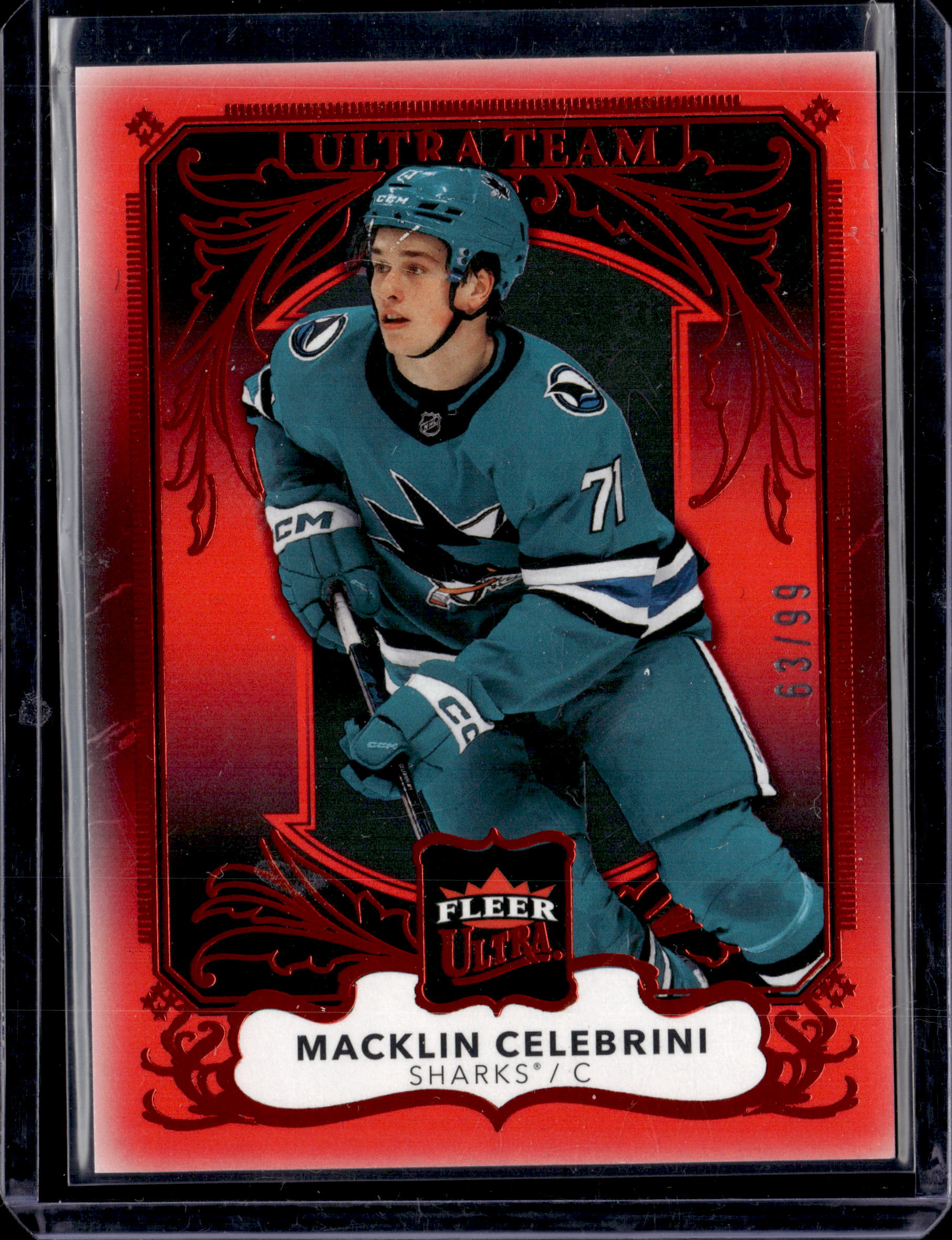 2025-26 Upper Deck Fleer Ultra Ultra Team Red 5/99 Macklin Celebrini #7