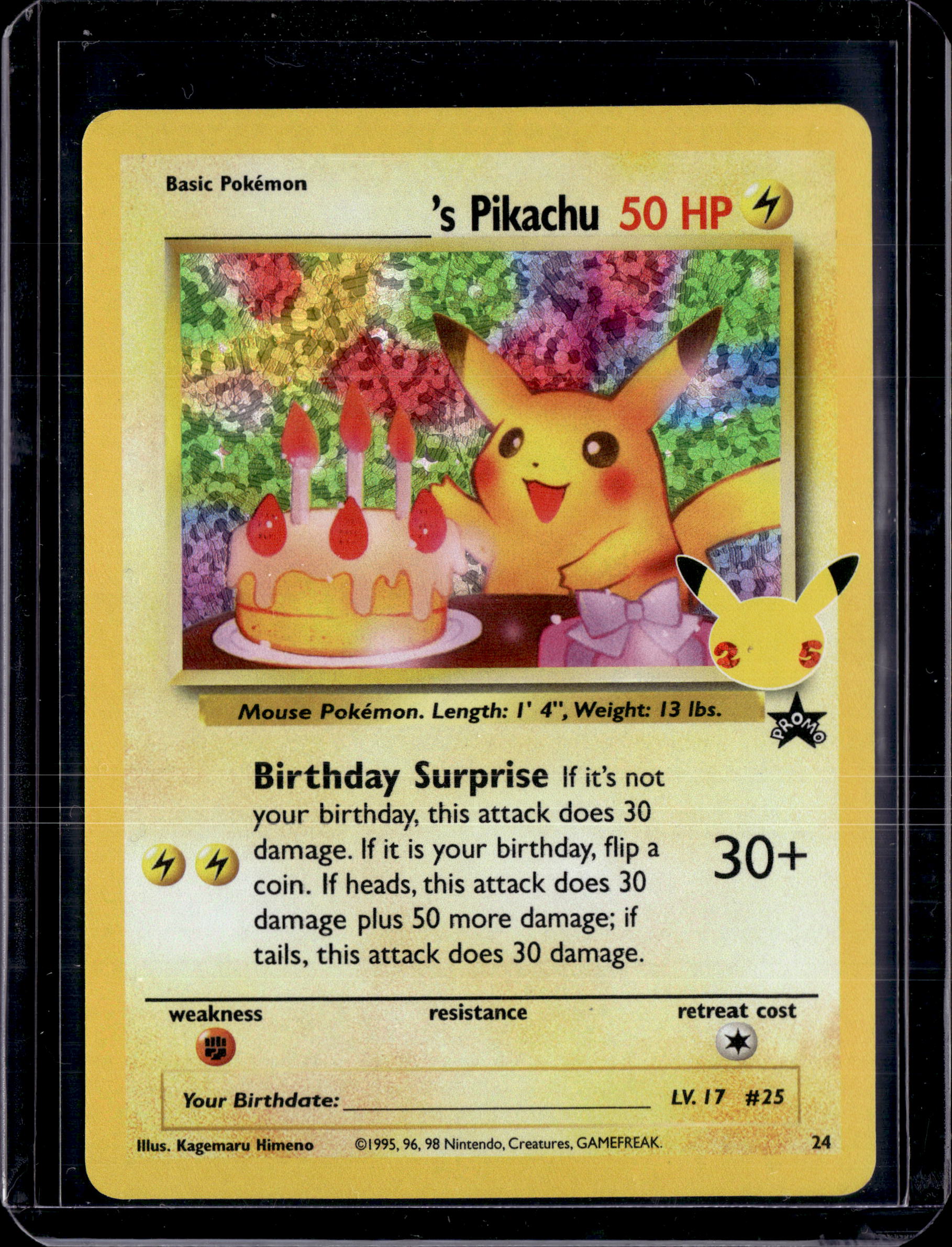2021 Celebrations Black Star Promo Birthday Pikachu Holo