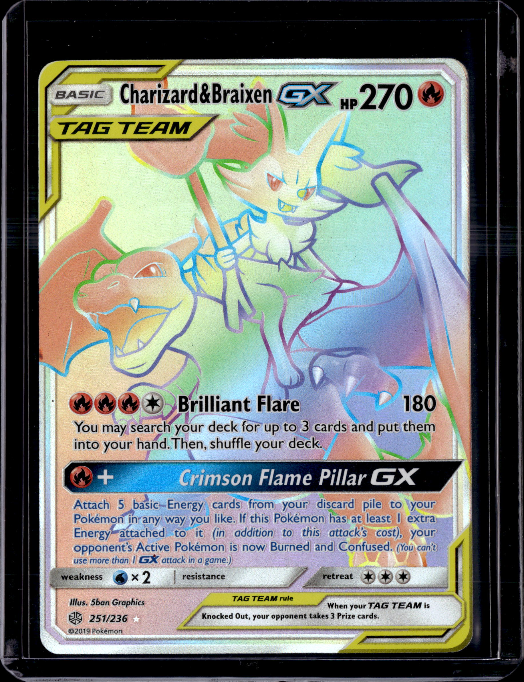 2019 Cosmic Eclipse Charizard & Braixen GX Secret Rare 251/236