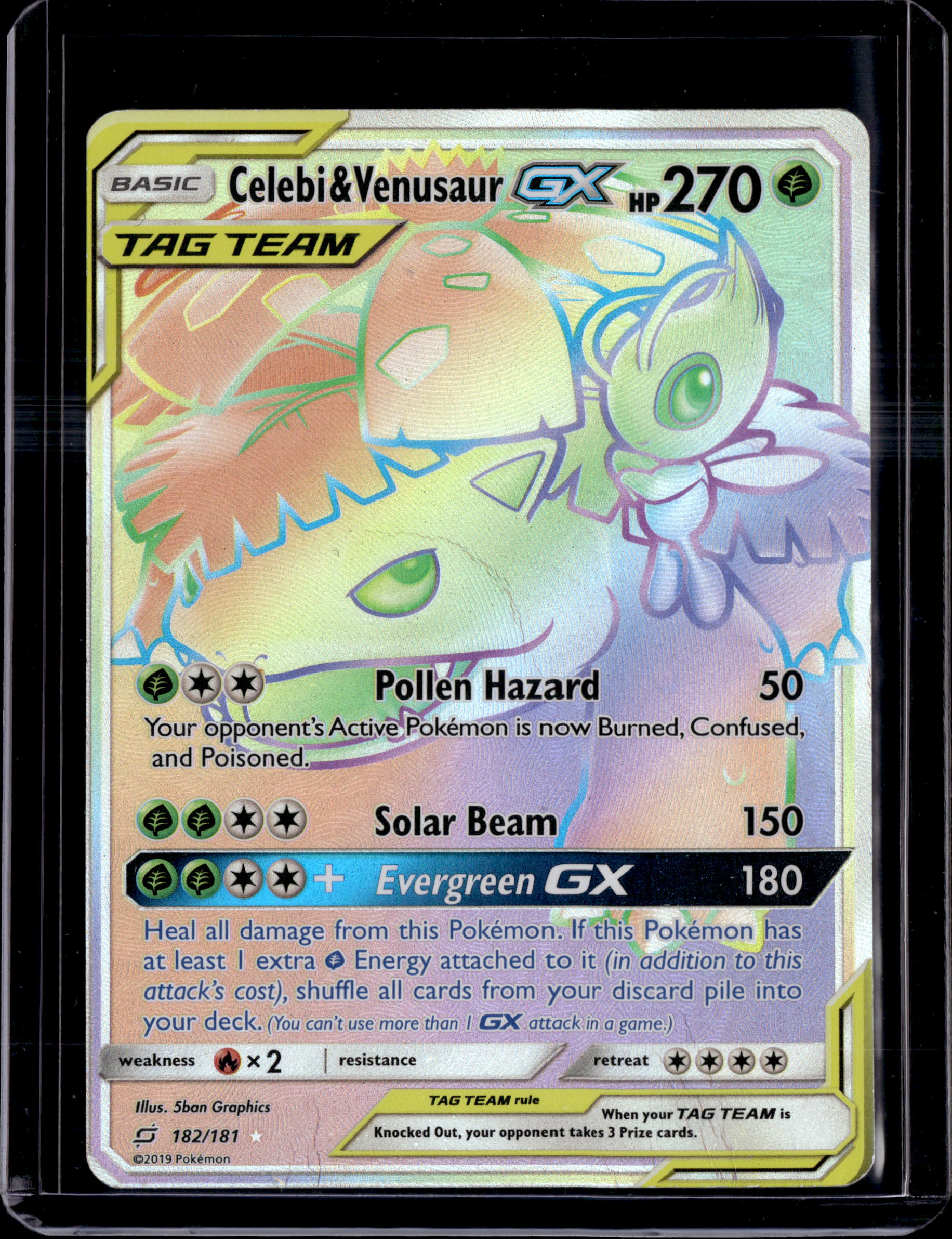 2019 Team Up Celebi & Venusaur GX Secret Rare 182/181