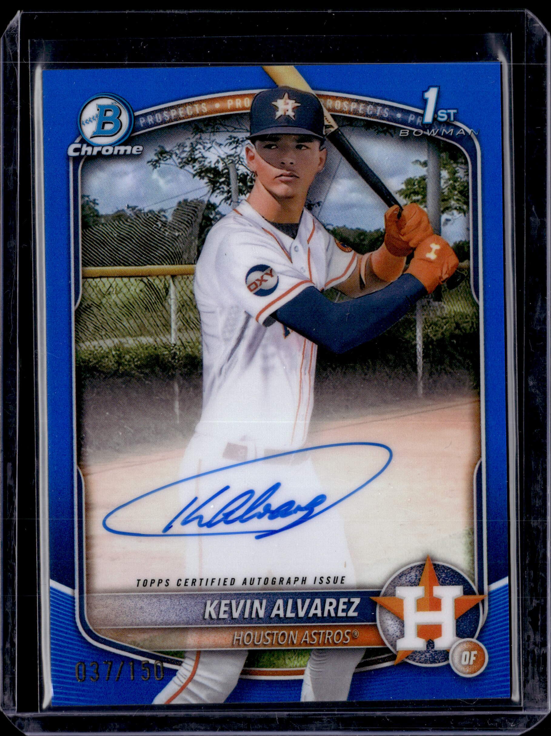 2025 Bowman Chrome Kevin Alvarez Auto Blue Refractor 1st Prospect #/150