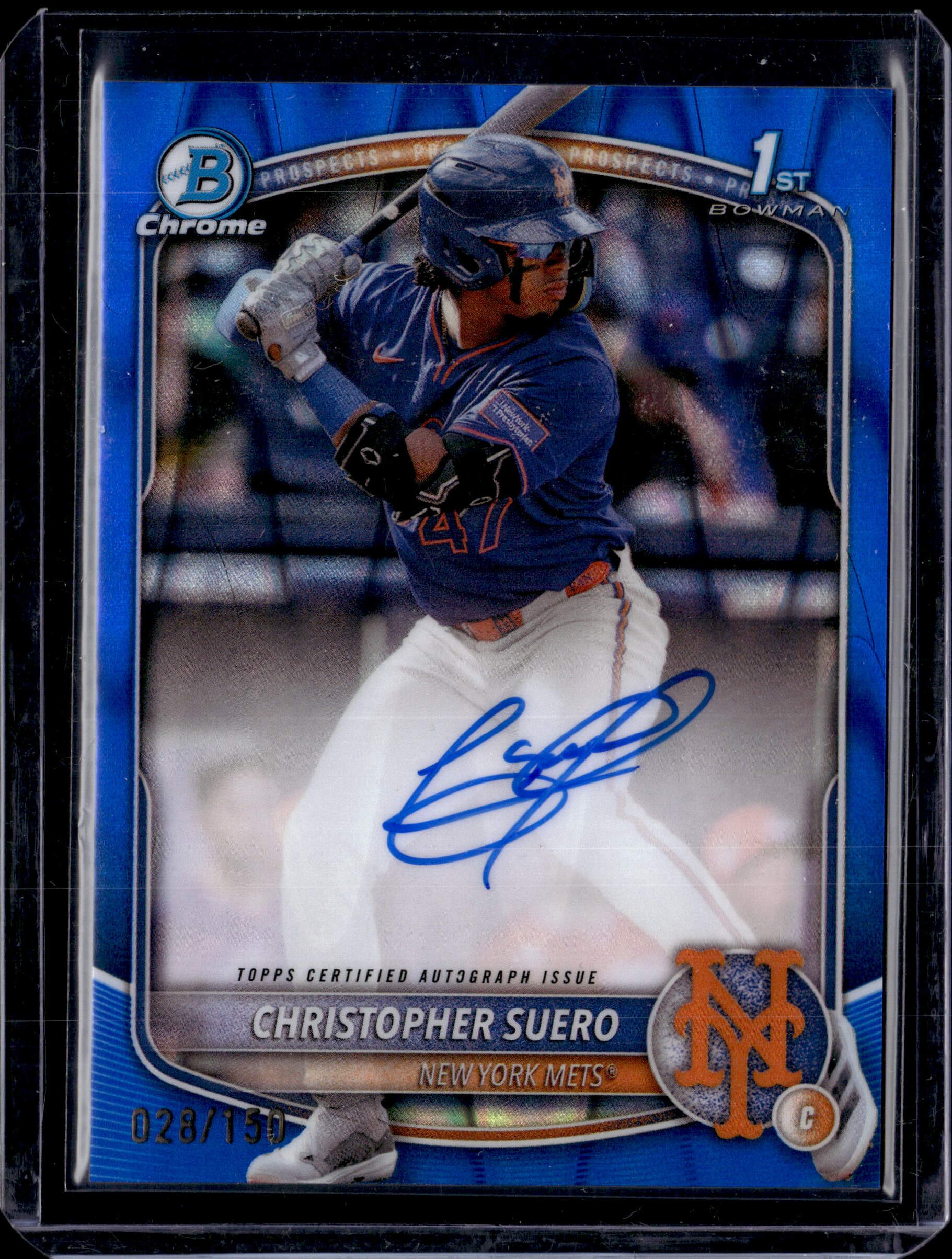 2025 Bowman Chrome Christopher Suero 1st Bowman Blue Raywave Refractor Auto #/150