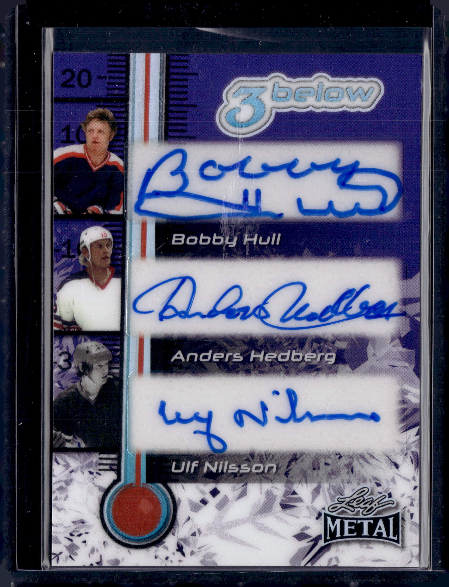 2026 Leaf Metal Hockey 3 Below Triple Auto Hull, Hedberg, & Nilsson 1/1