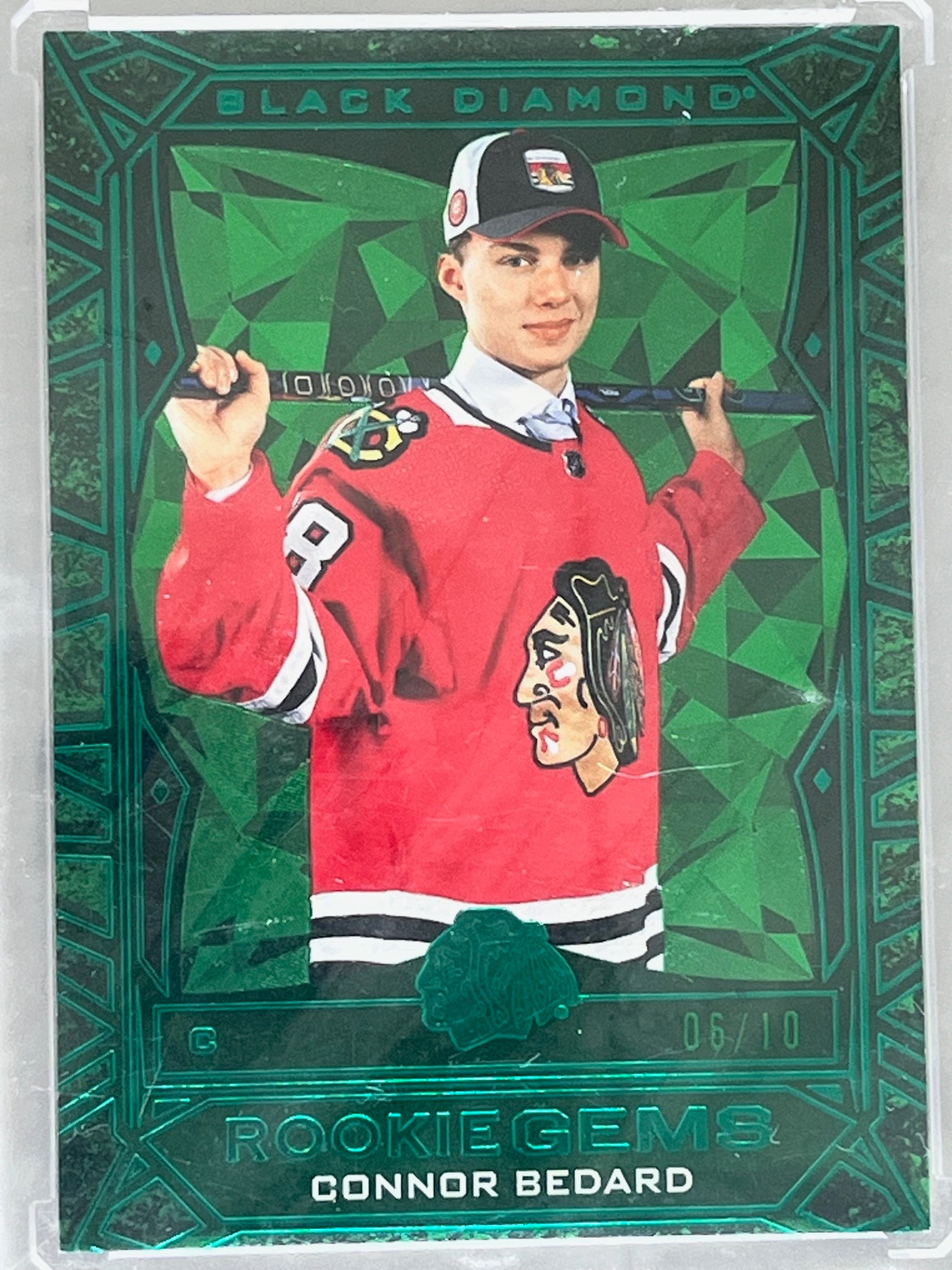 2023-24 Upper Deck Black Diamond Rookie Gems Connor Bedard #RG-CB Green /10
