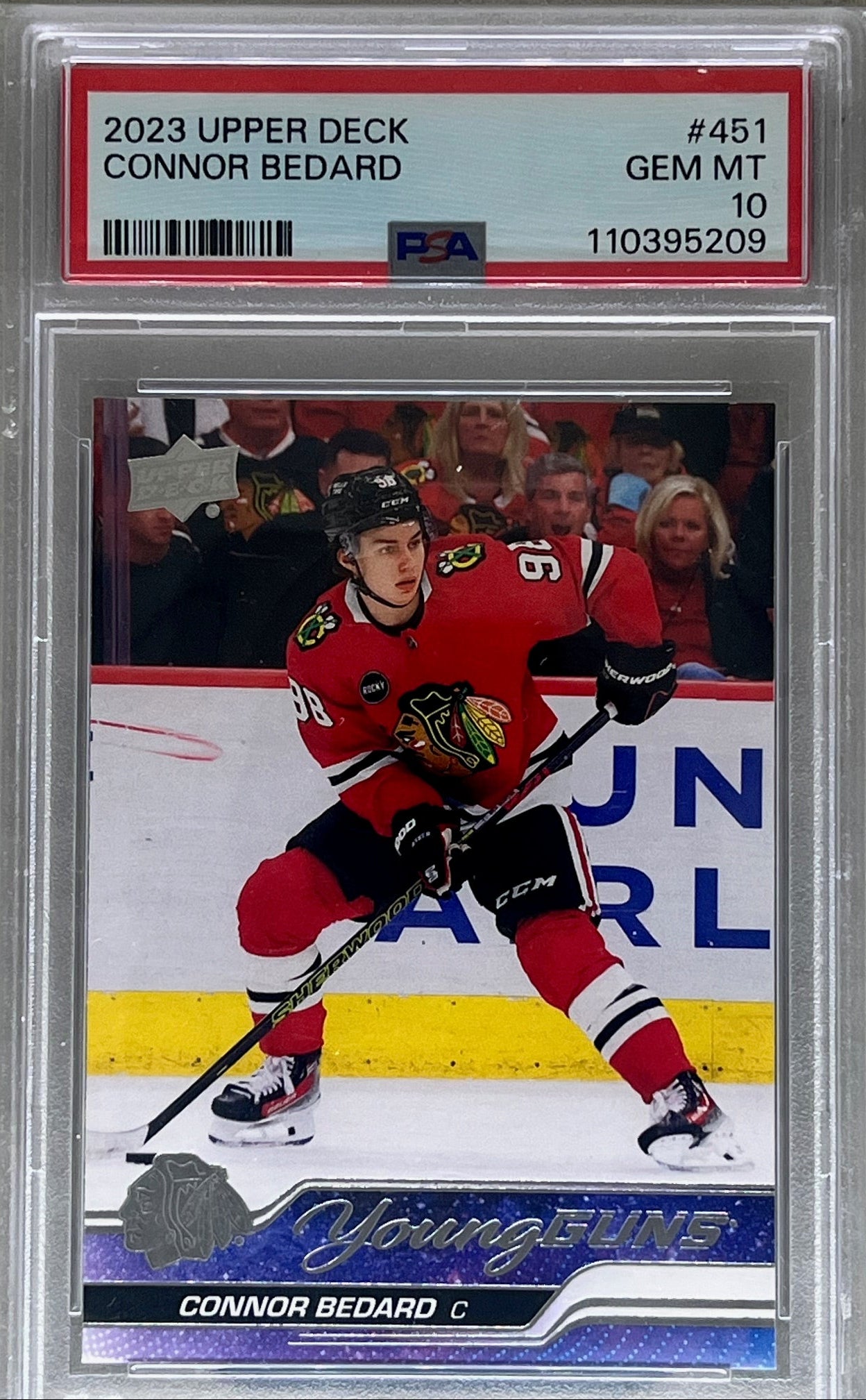 2023-24 Upper Deck Connor Bedard Rookie Young Guns RC #451 PSA 10