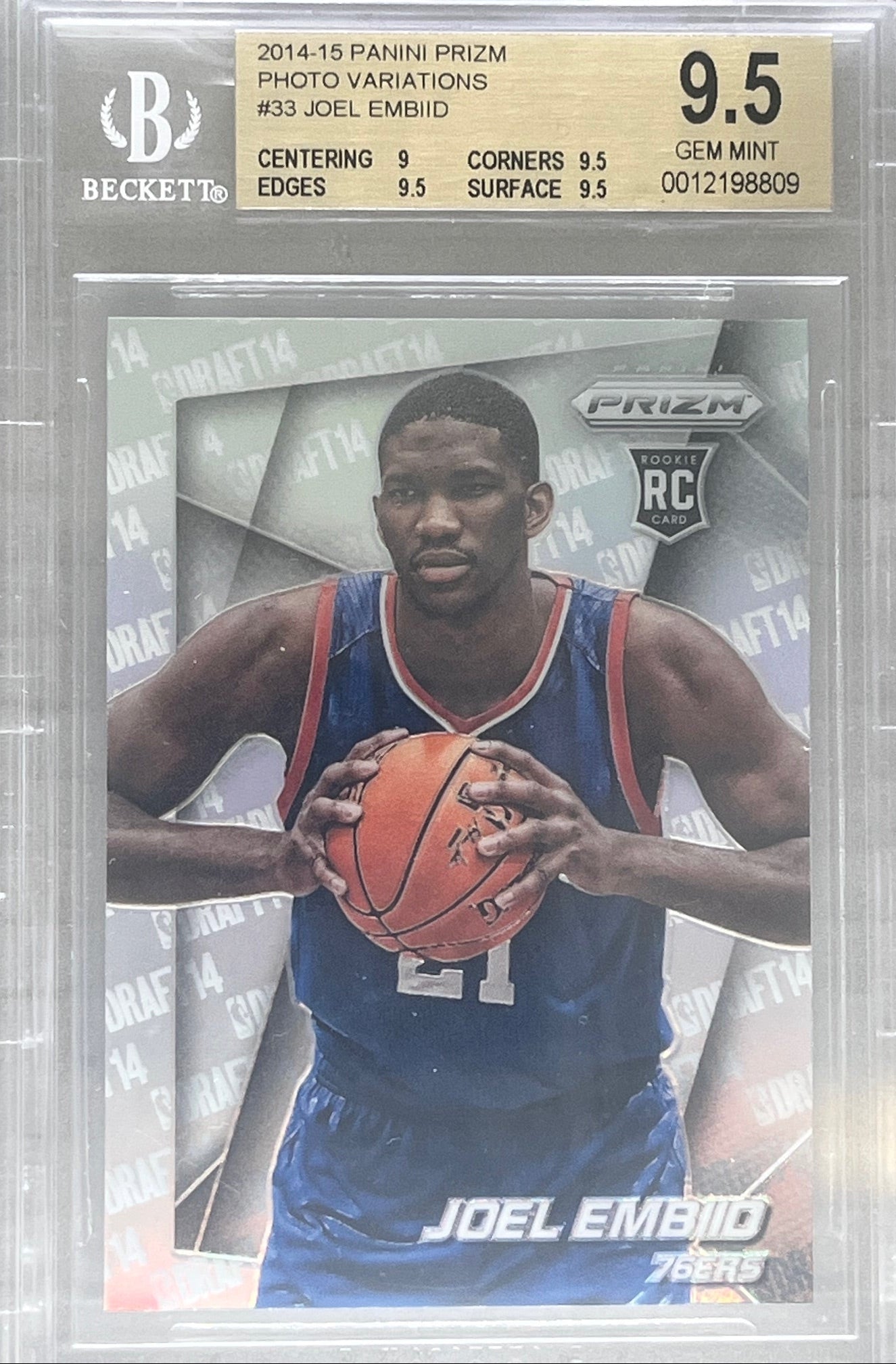 2014-15 Panini Prizm Photo Variations #33 Joel Embiid RC Rookie SP BGS 9.5