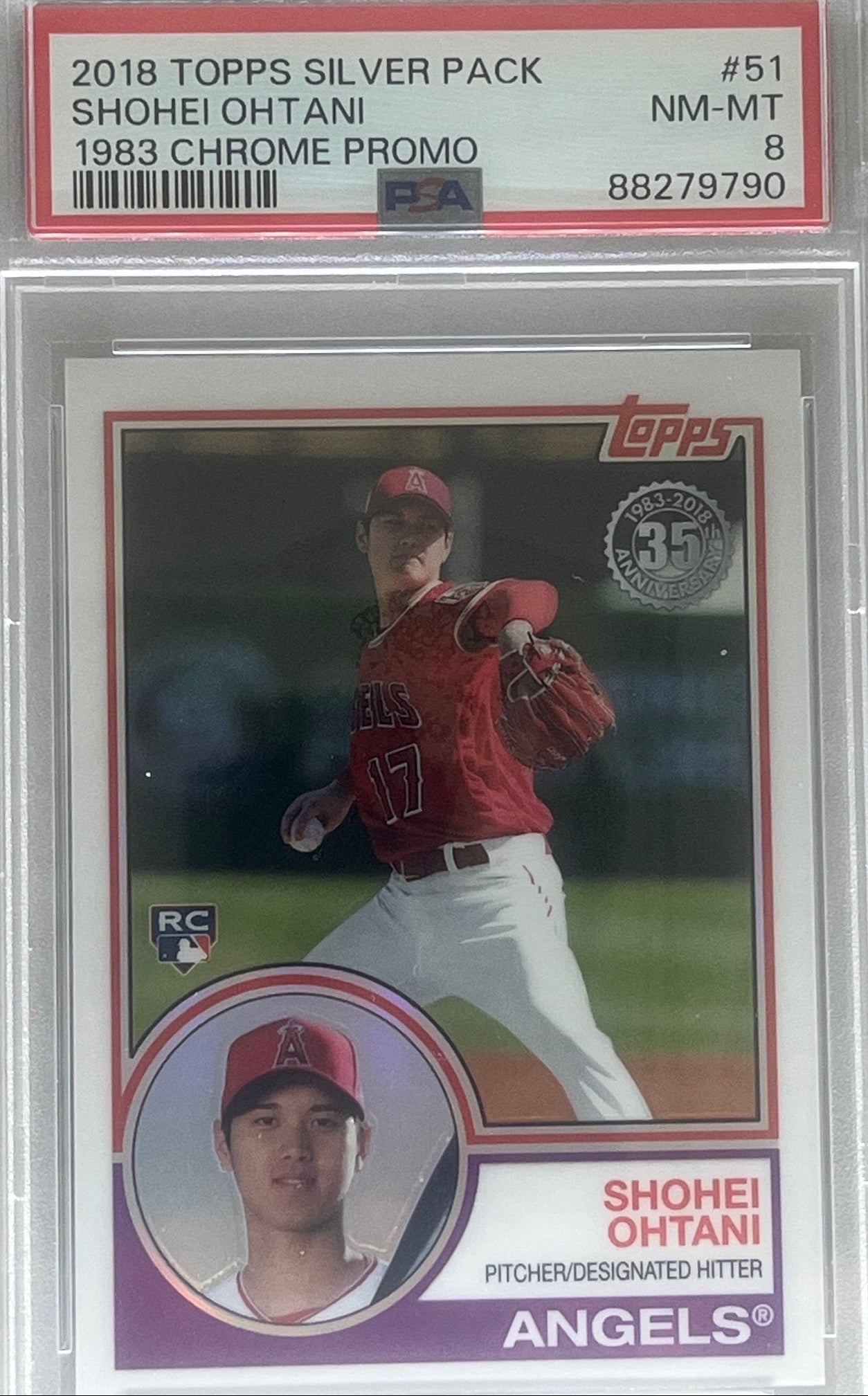 2018 Topps Silver Pack Shohei Ohtani 1983 Chrome Promo Rookie Card PSA 8