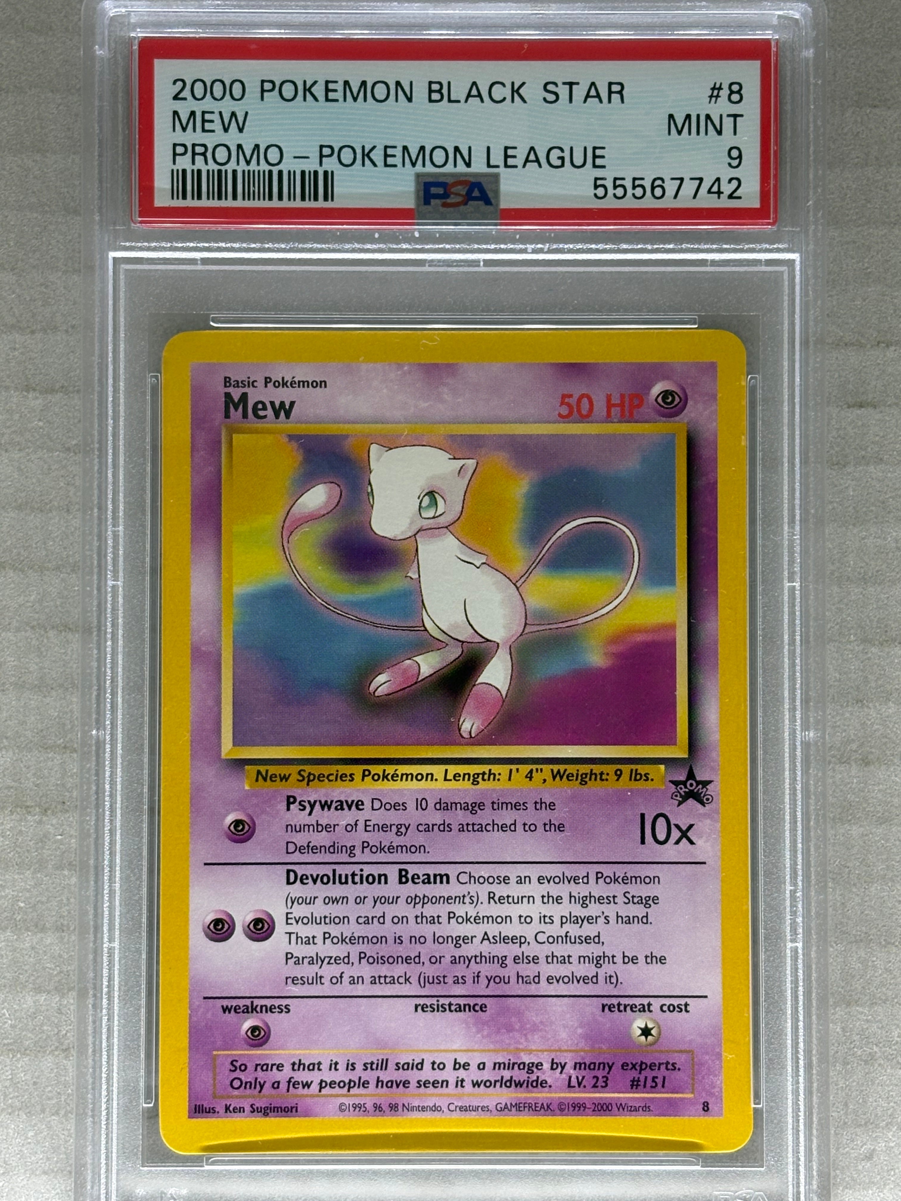 2000 Pokemon Black Star Promo Pokemon League Mew PSA 9