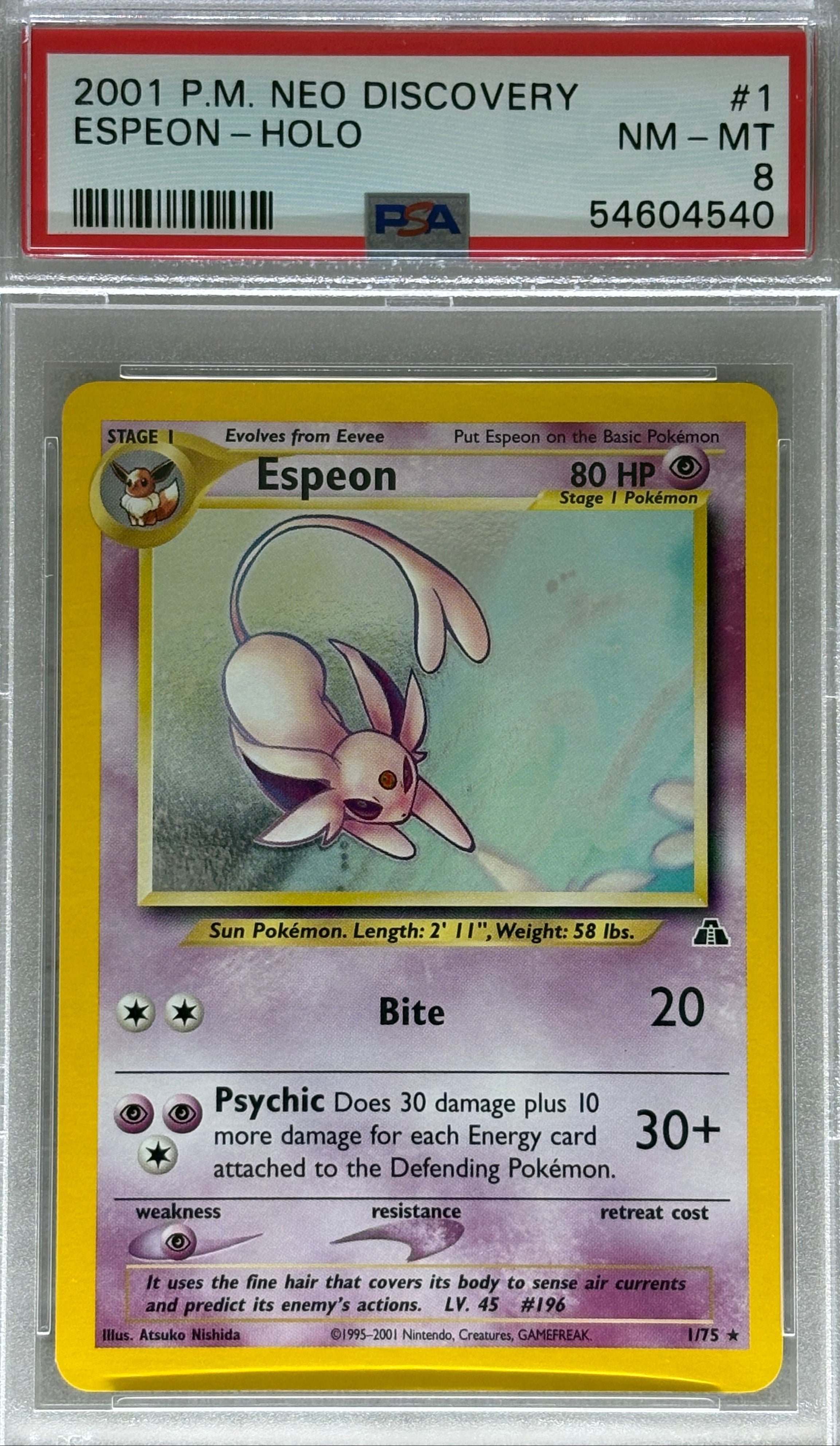 2001 Neo Discovery Espeon Holo PSA 8