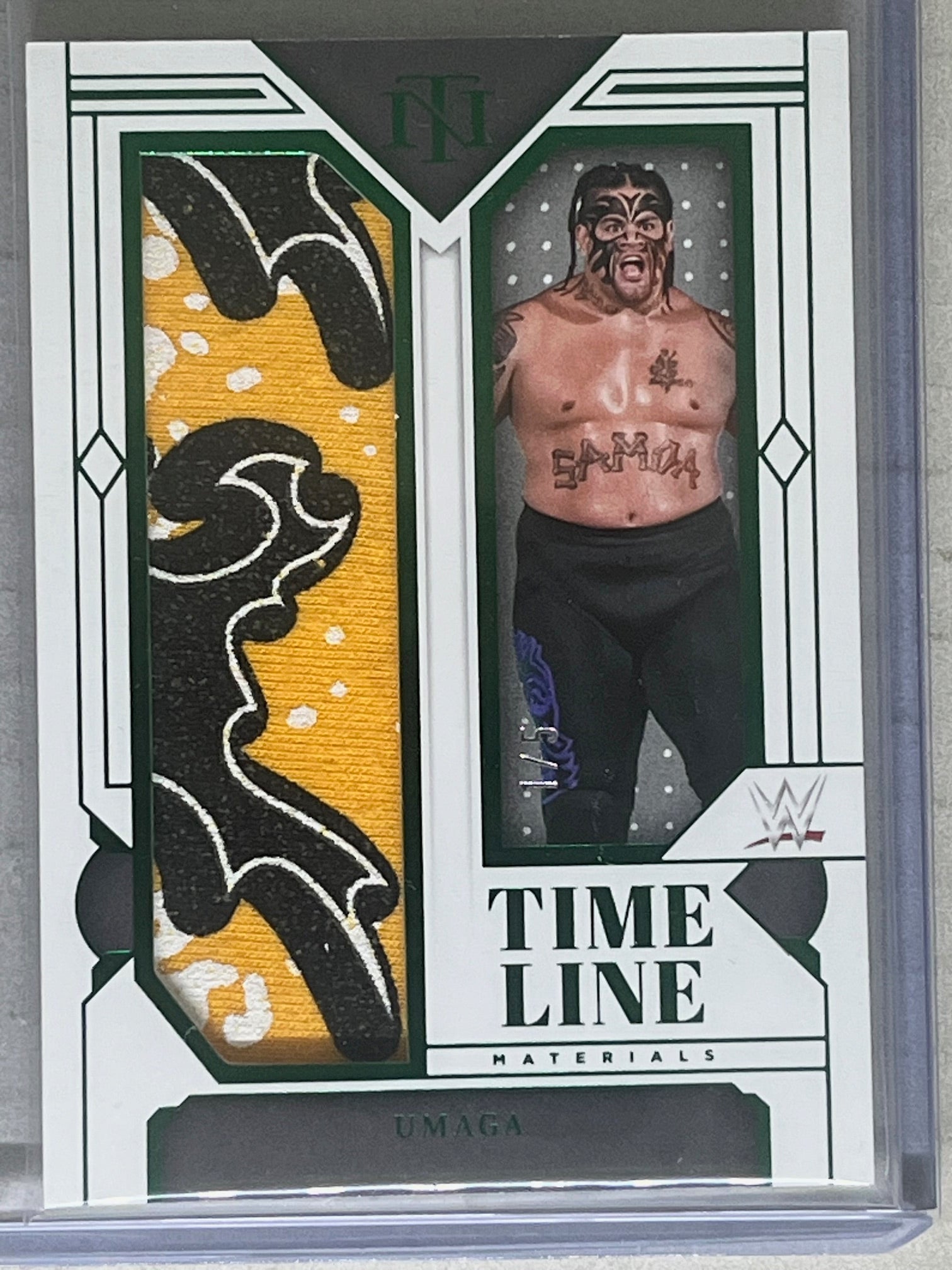 2024 Panini National Treasures WWE Umaga Time Line Patch Emerald /5