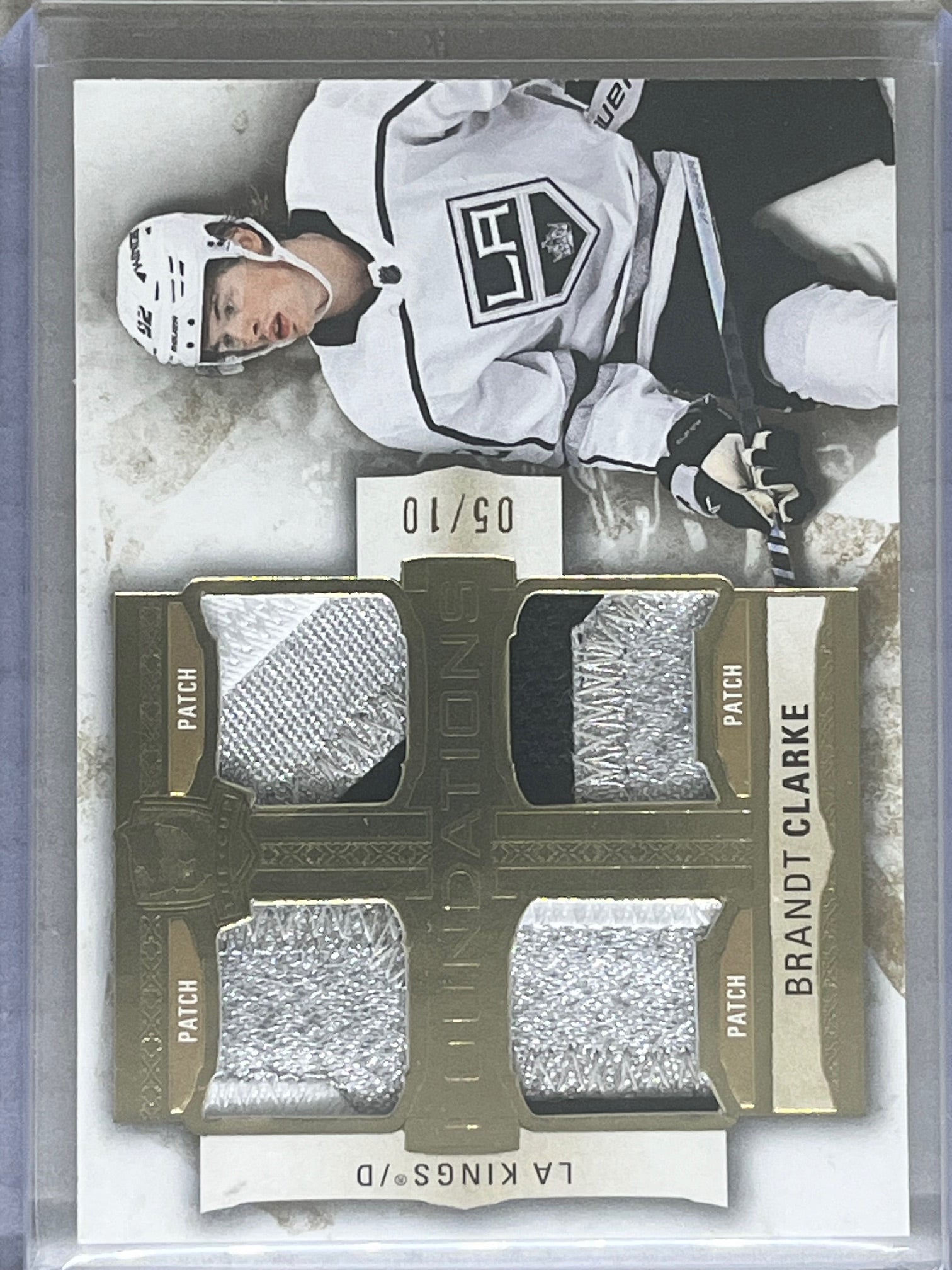 2022-23 Upper Deck The Cup Foundations Quad Patch Gold Brandt Clarke Rookie /10