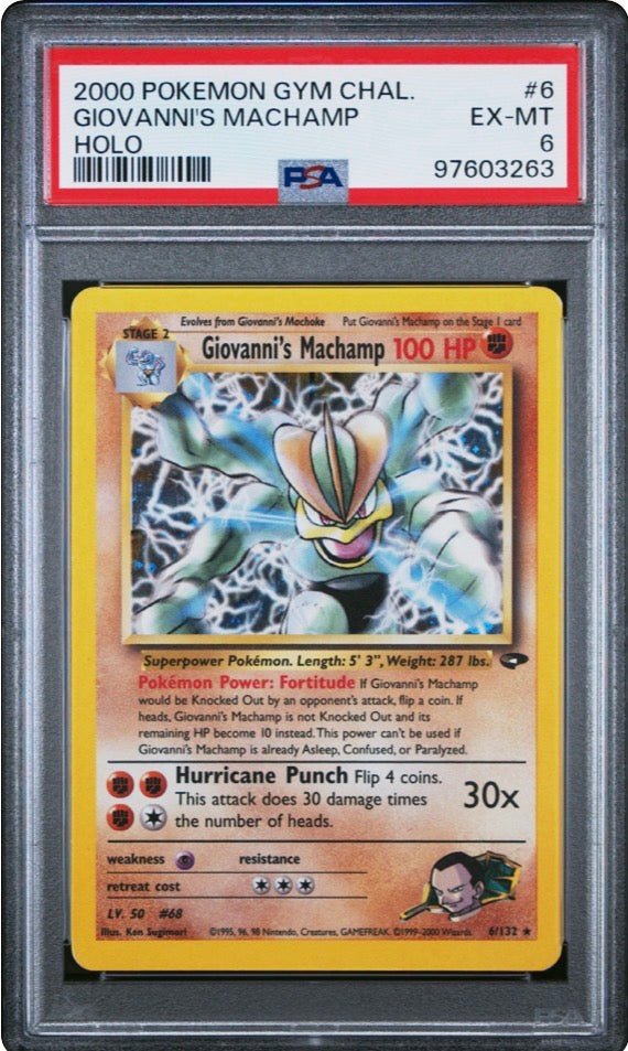 2000 Gym Challenge Giovanni's Machamp Holo PSA 6 6/132
