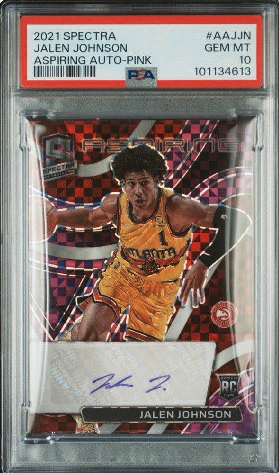 2021-22 Panini Spectra Aspiring Autographs Jalen Johnson Prizm /35 PSA 10