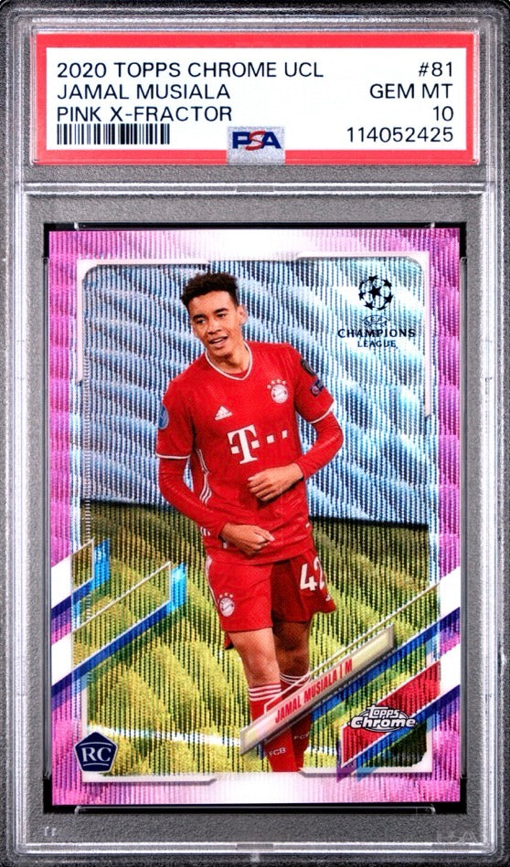2020 Topps Chrome UCL Pink X-Fractor #81 Jamal Musiala RC Rookie PSA 10