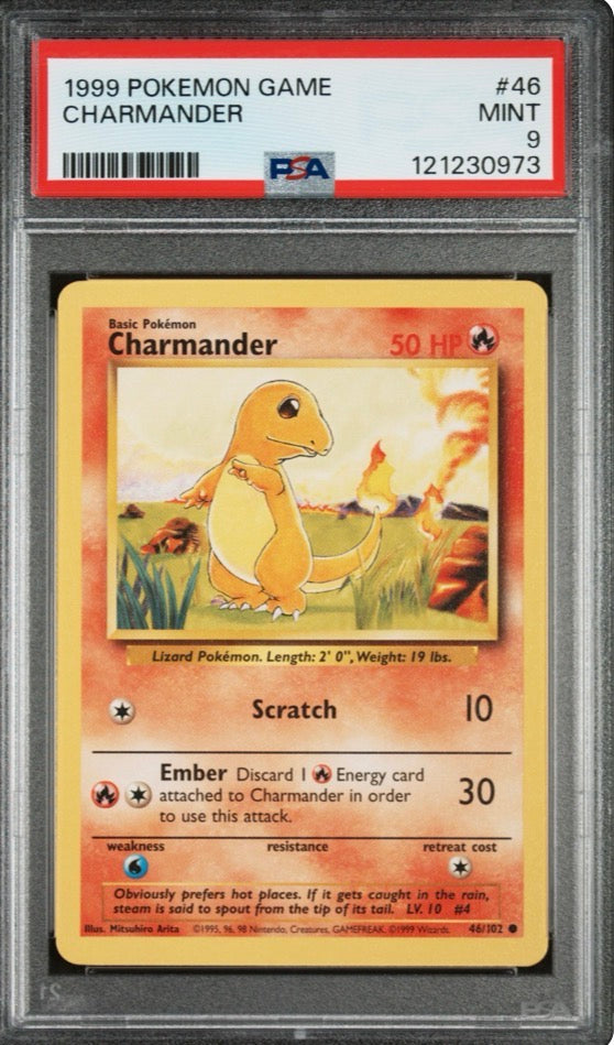 1999 WOTC Bulbasaur/Charmander/Squirtle Sequential Set PSA 9's