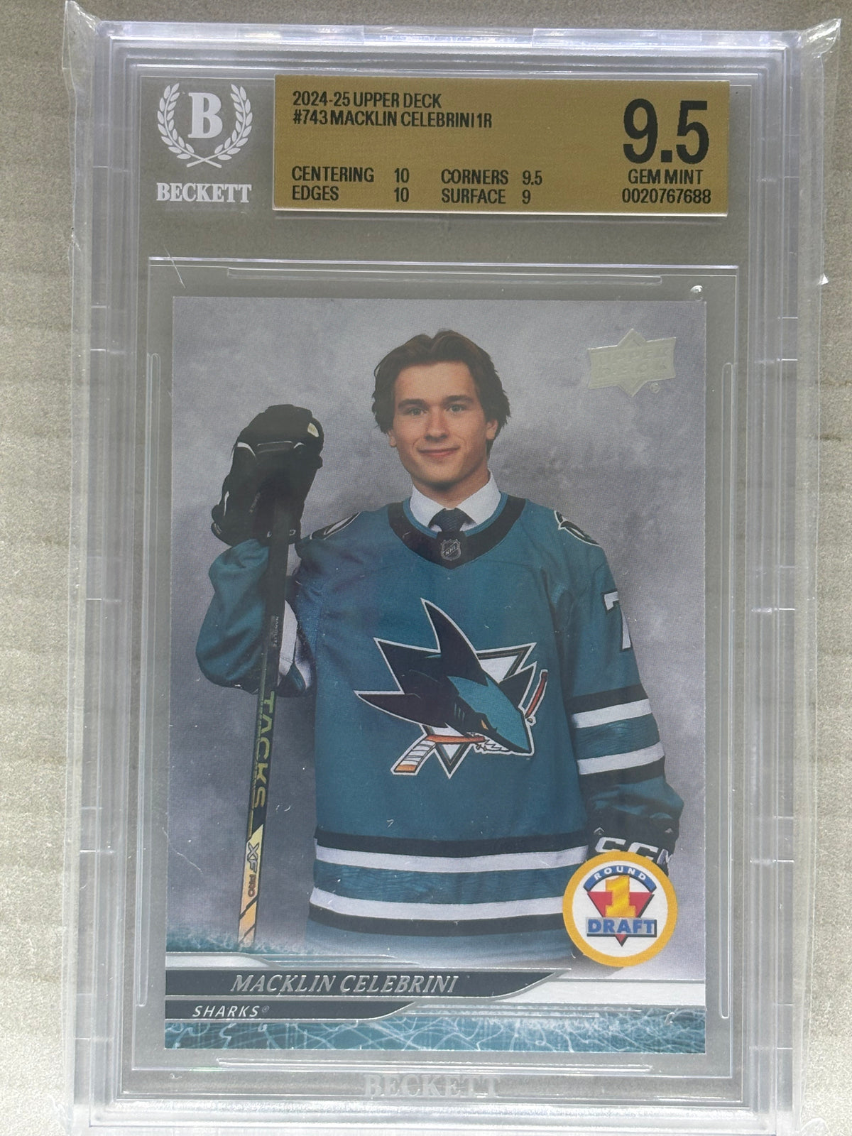 2024-25 Upper Deck Round 1 Draft Macklin Celebrini BGS 9.5