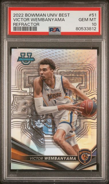 2022-23 Topps Bowman Victor Wembanyama University Best Refractor PSA 10