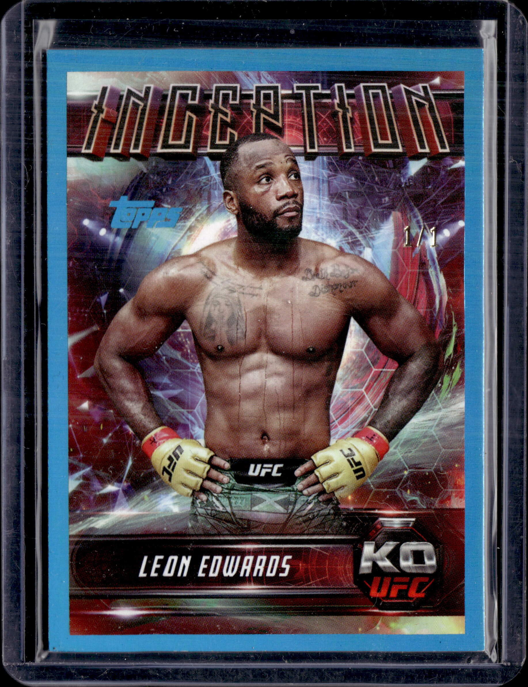 2025 Topps UFC Knockout Inception Leon Edwards Blue Foil 1/1