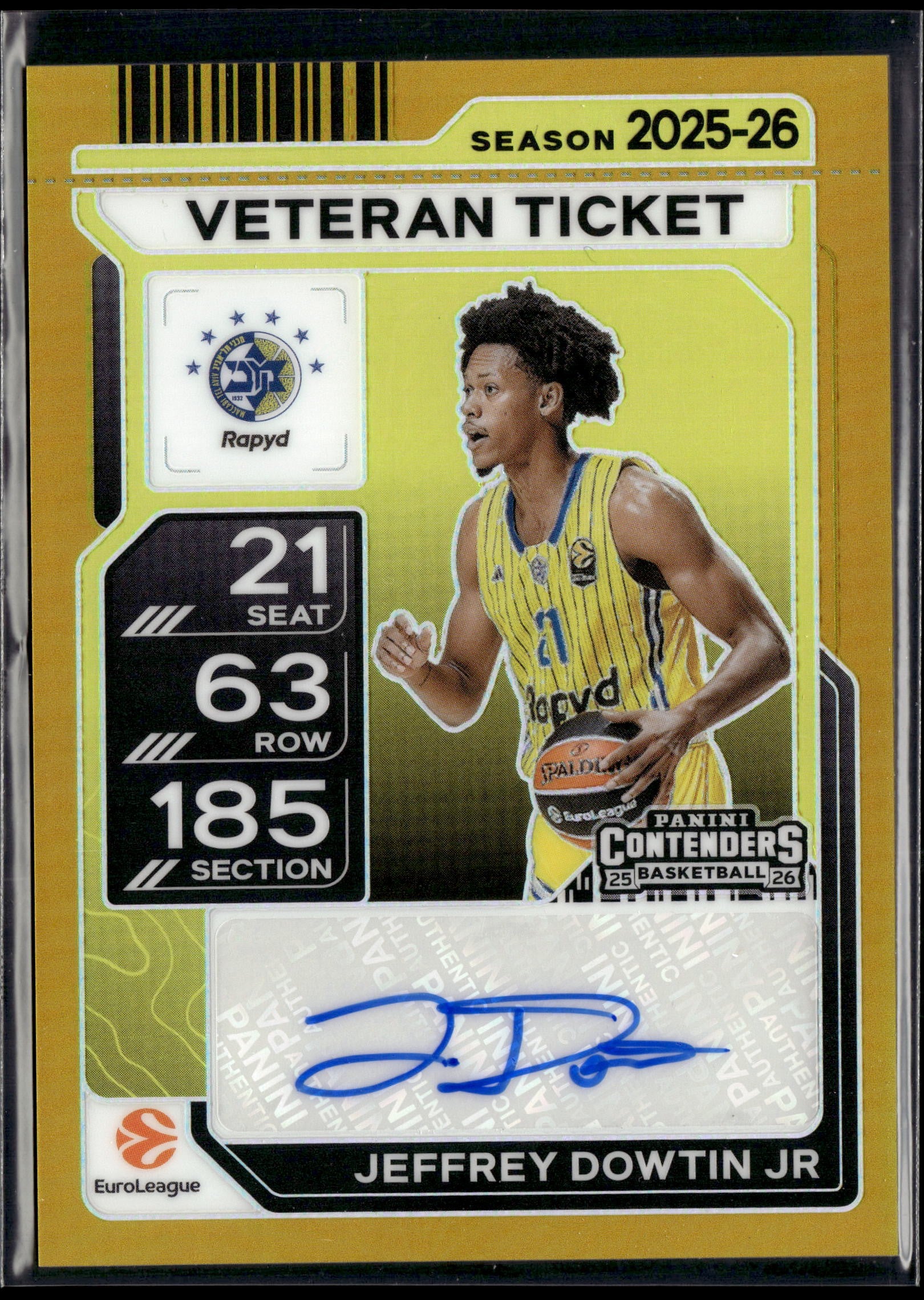 2025-26 Contenders Euroleague Gold Jeffrey Dowtin Jr. Auto /10