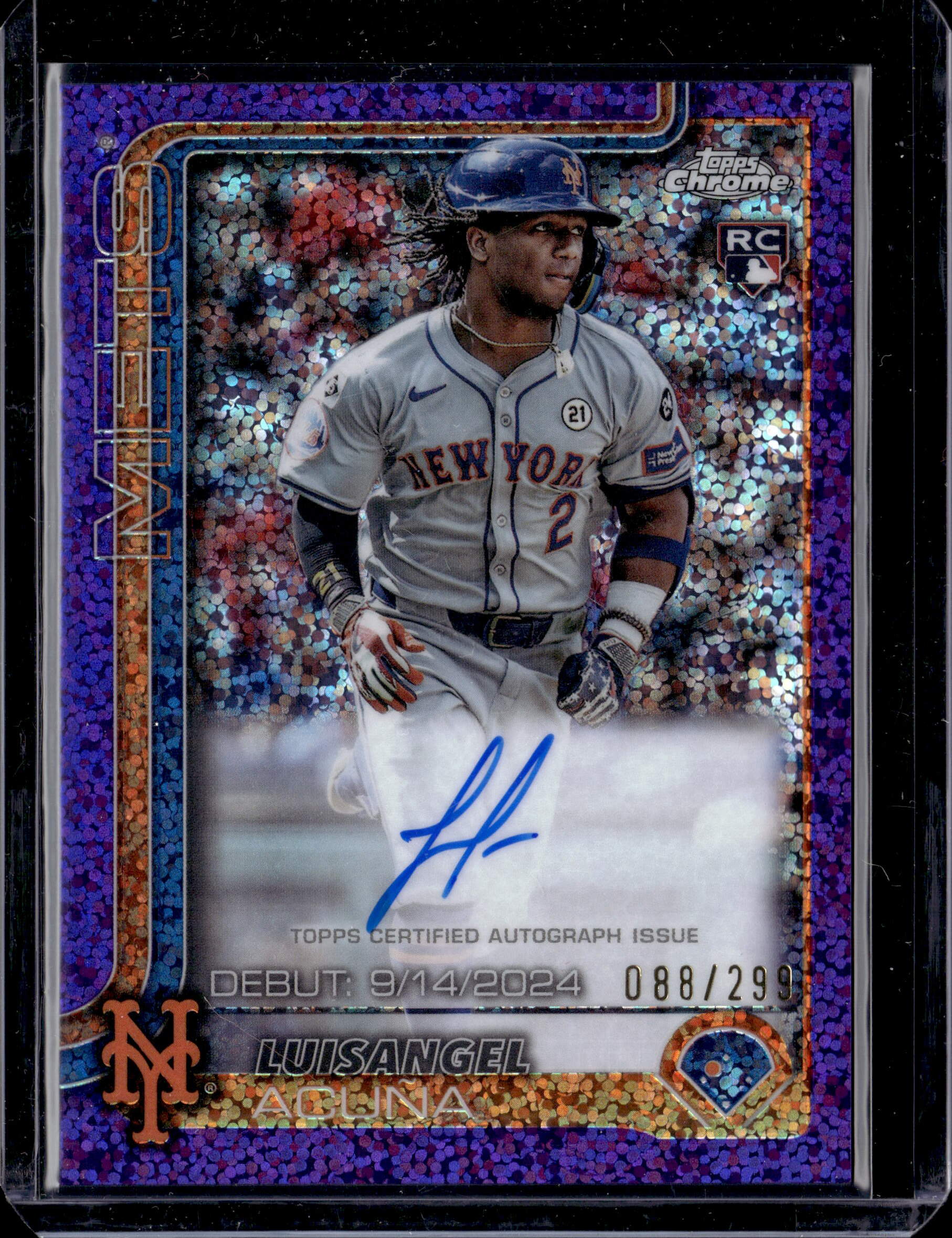 2025 Topps Chrome Debut Purple /299 Rookie Auto Luisangel Acuna