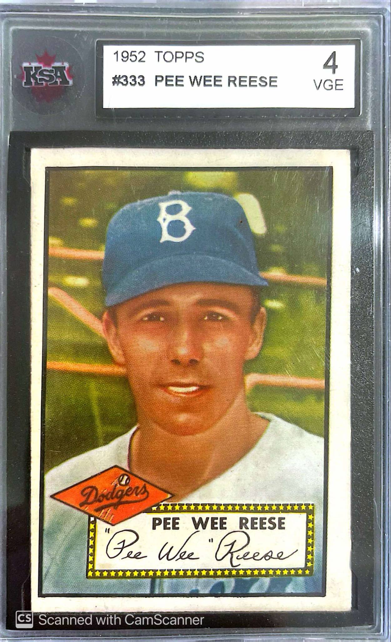 1952 Topps Pee Wee Reese KSA 4