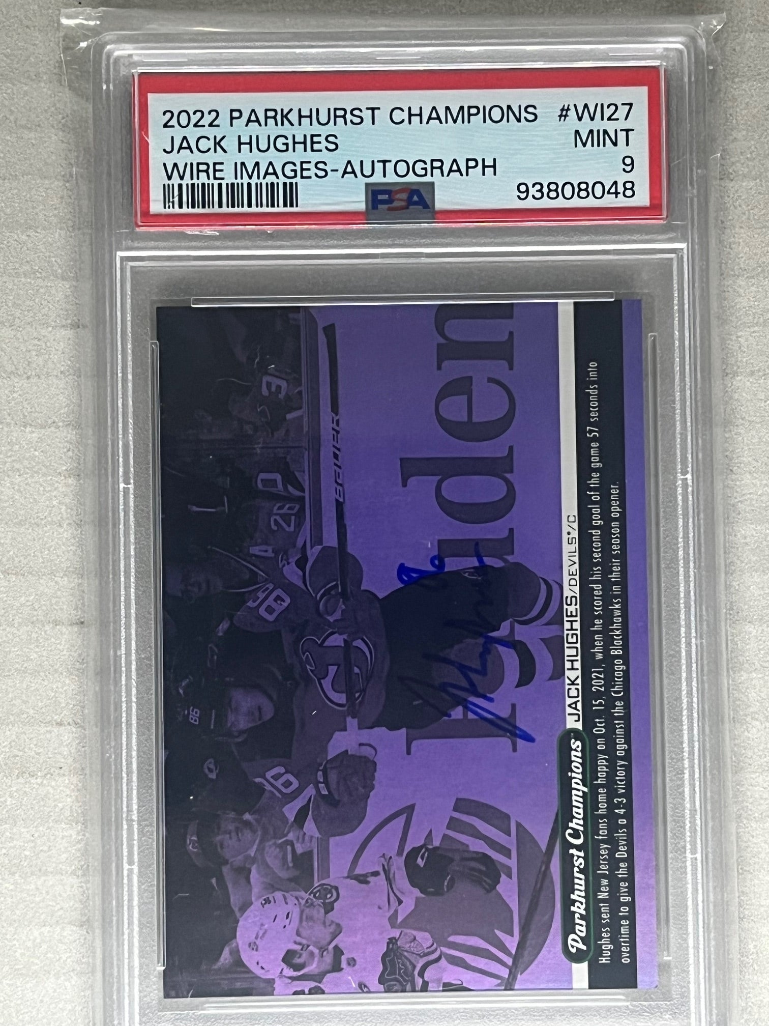 2022-23 Upper Deck Parkhurst Champions Wire Images Auto Jack Hughes #WI-27 Auto