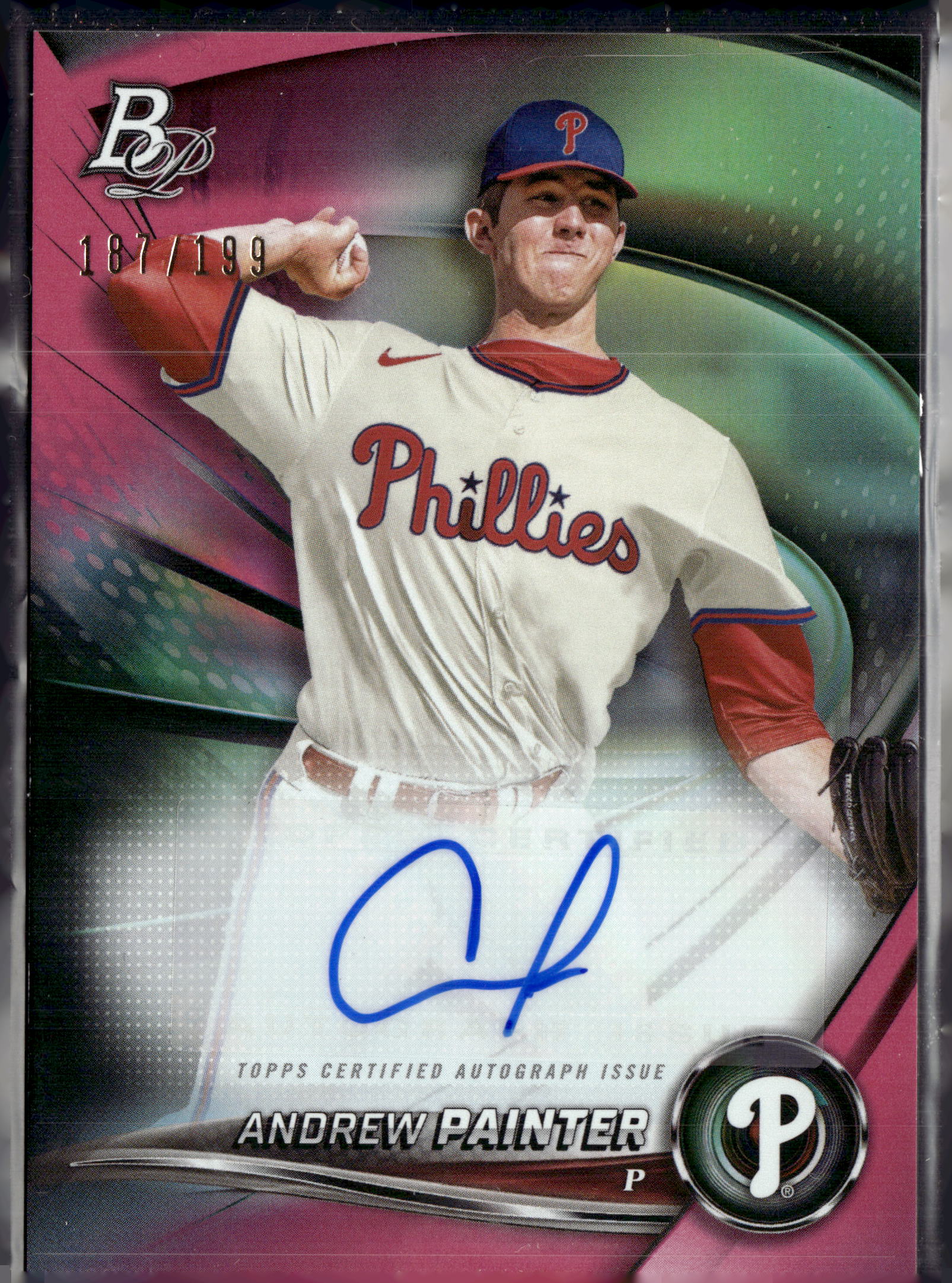 2022 Bowman Platinum Andrew Painter Pink Refractor Auto / 199