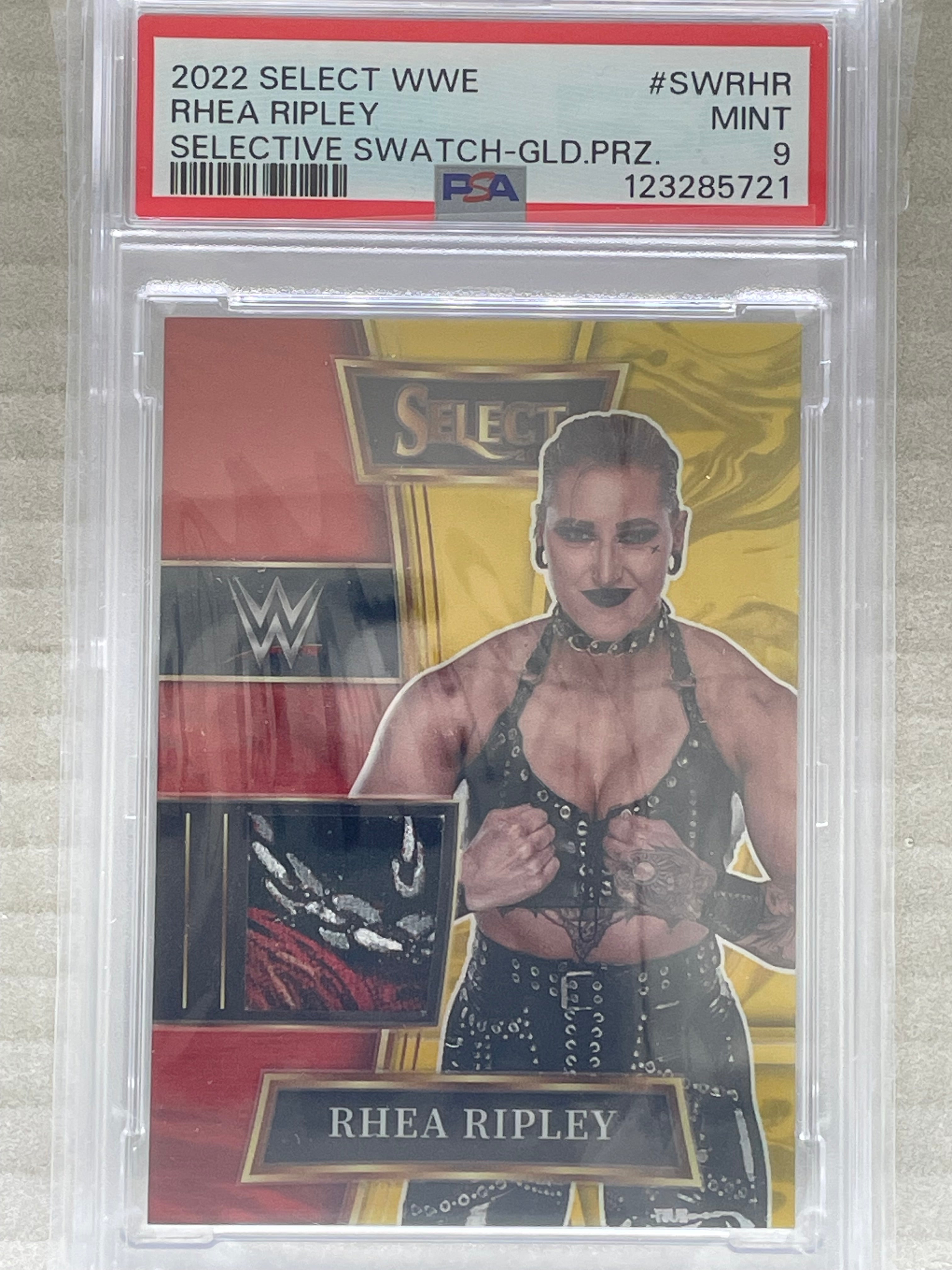 2022 Select WWE Selective Swatch Gold /10 Rhea Ripley PSA 9