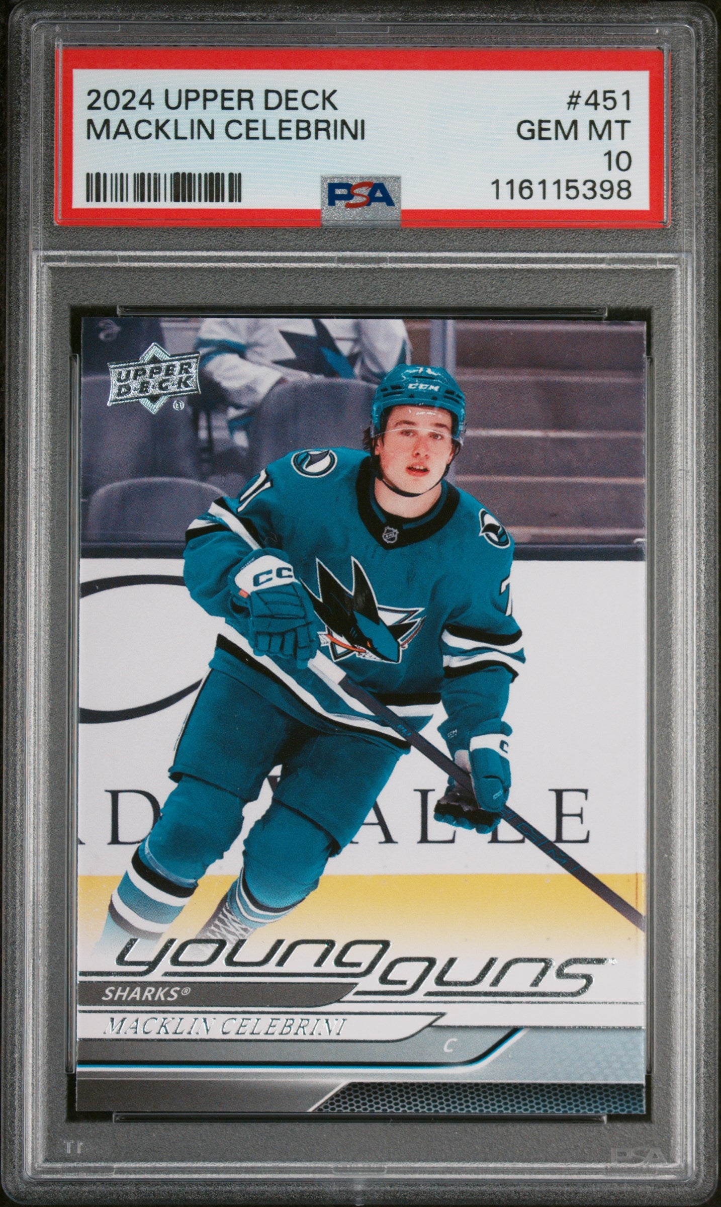 2024-25 Upper Deck Series 2 Macklin Celebrini Young Guns PSA 10