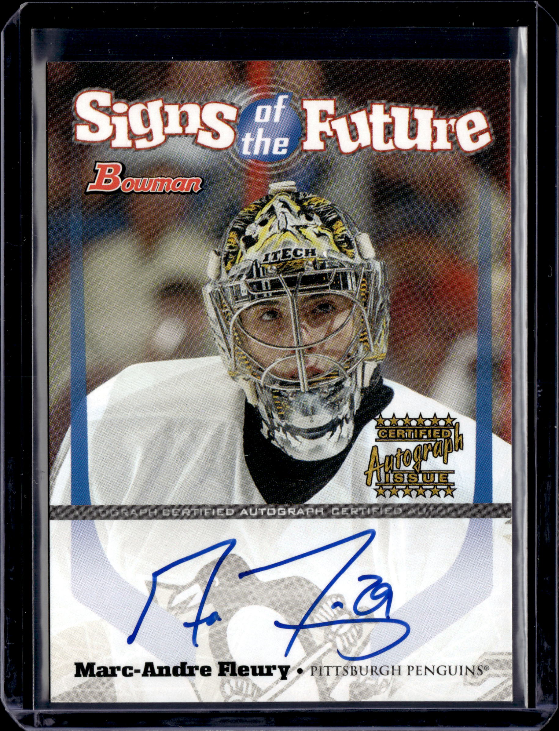 2003-04 Bowman Draft Signs of the Future Marc Andre Fleury Rookie Card RC Auto