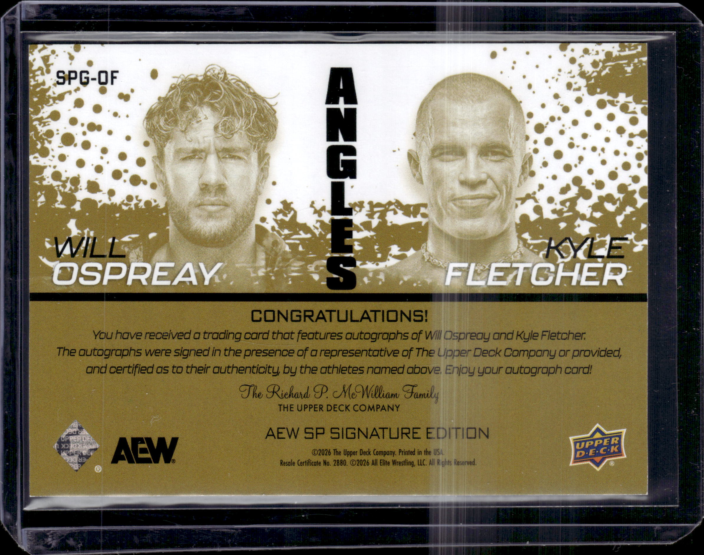 2025 Upper Deck AEW SP Signature Autograph Dual Auto Will Ospreay Kyle Fletcher
