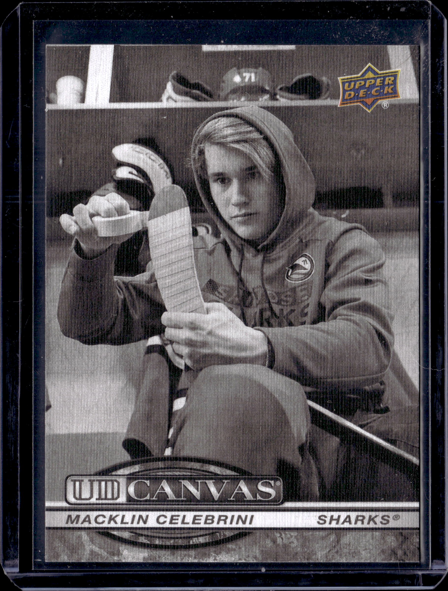 2025-26 UD Series 2 Macklin Celebrini Black & White UD Canvas