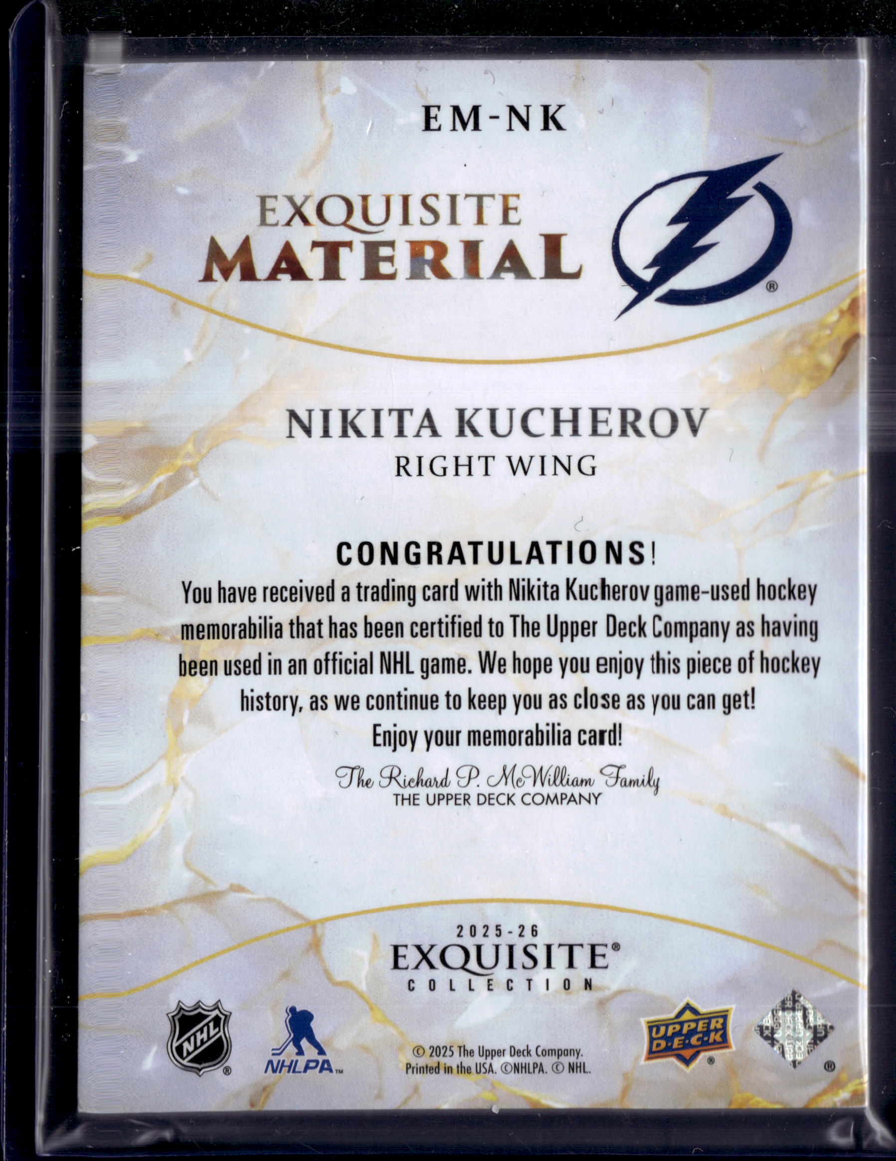 2025-26 Black Diamond Exquisite Collection Materials Gold Nikita Kucherov /5