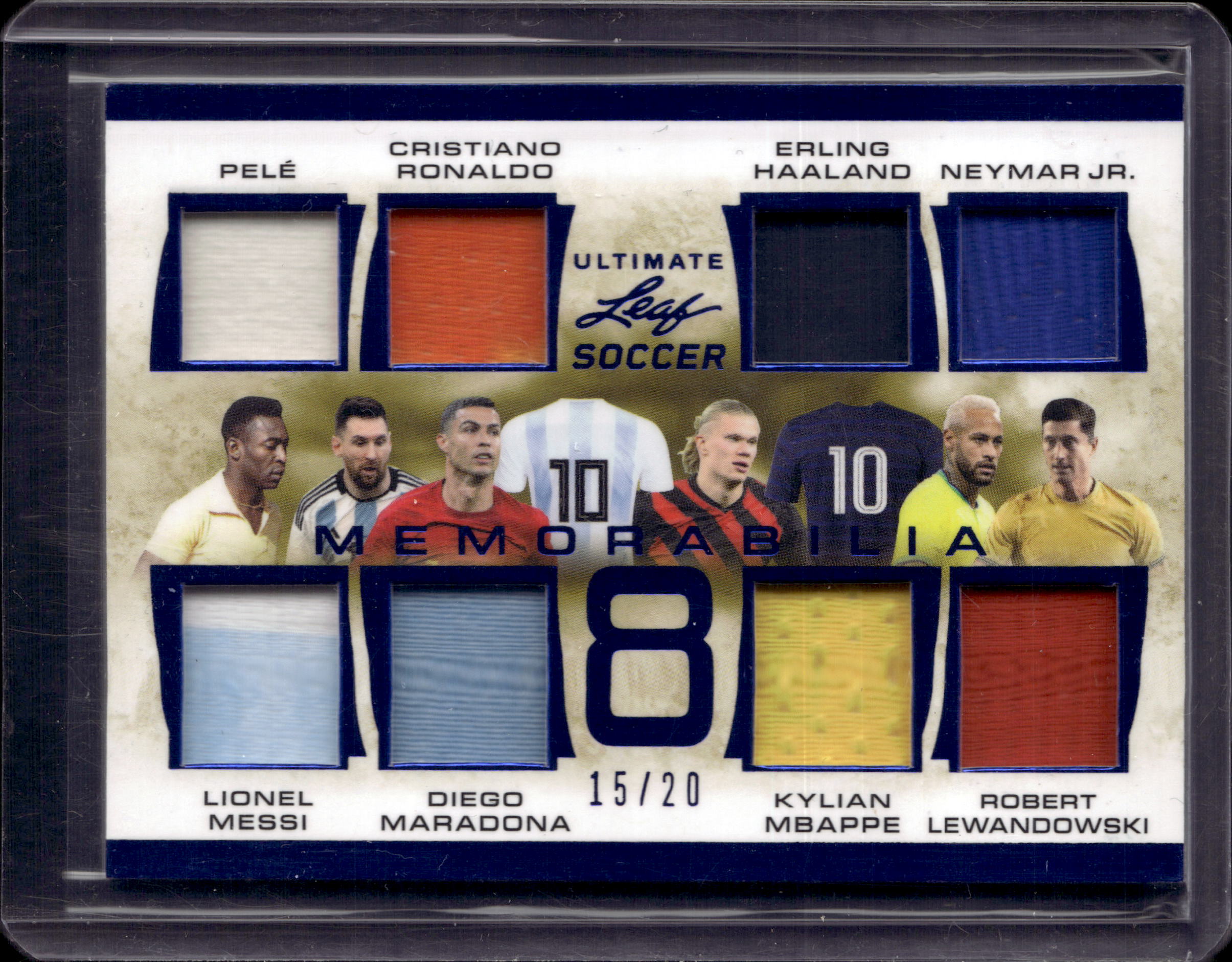 2023 Leaf Ultimate Soccer Pele,Ronaldo,Messi,Mbappe 8 Memorabilia Relic #15/20