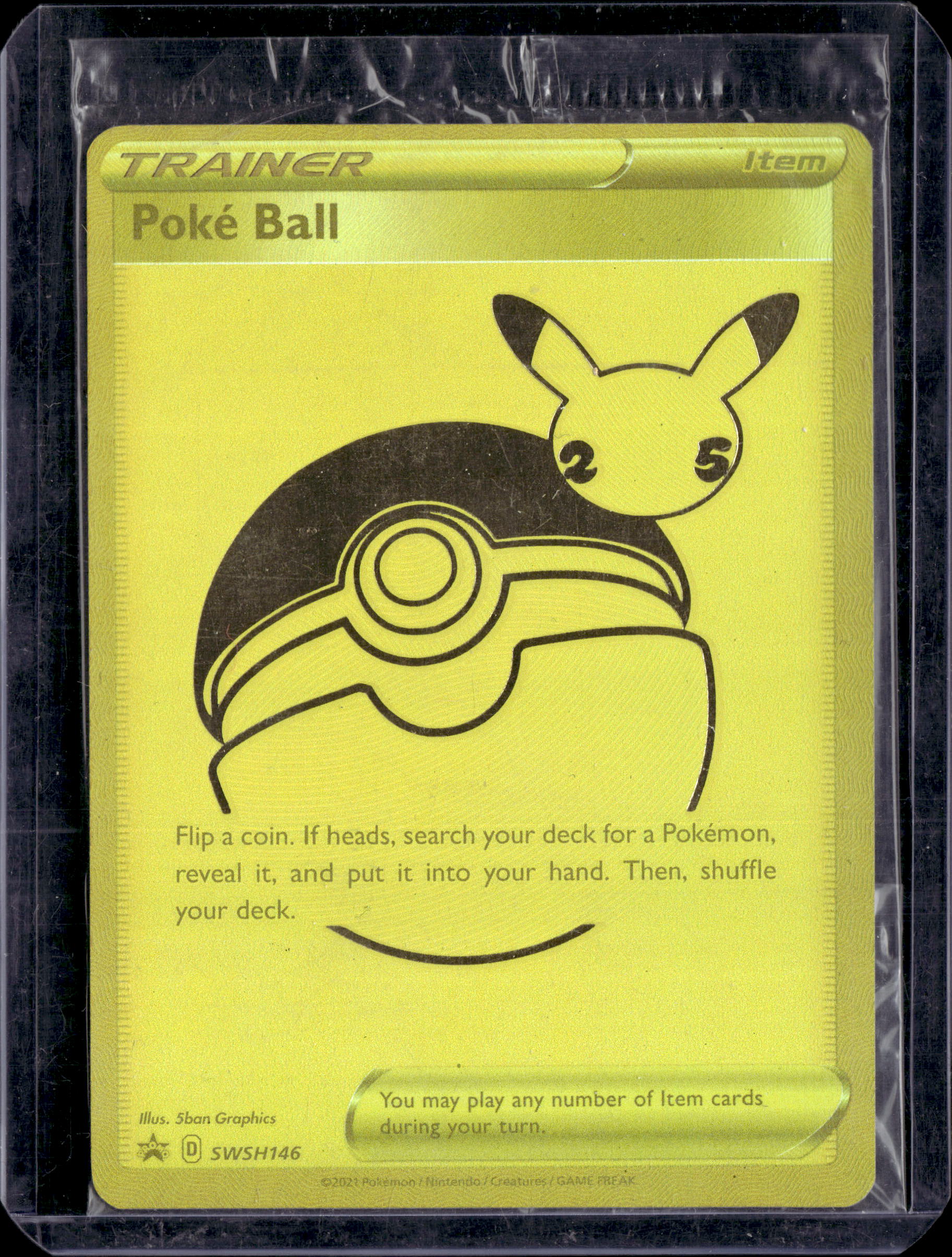 pokemon ball gold card 2021 Pokemon Sealed Trainer Poke Ball SWSH146 Gold Holo Promo 25th