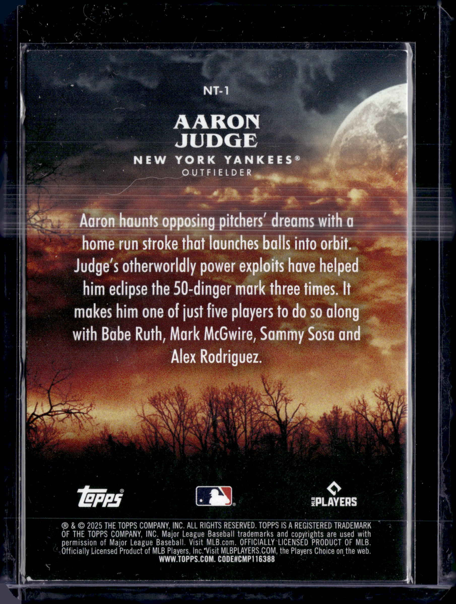 2025 Topps Chrome Night Terrors Gold #NT-1 Aaron Judge /50