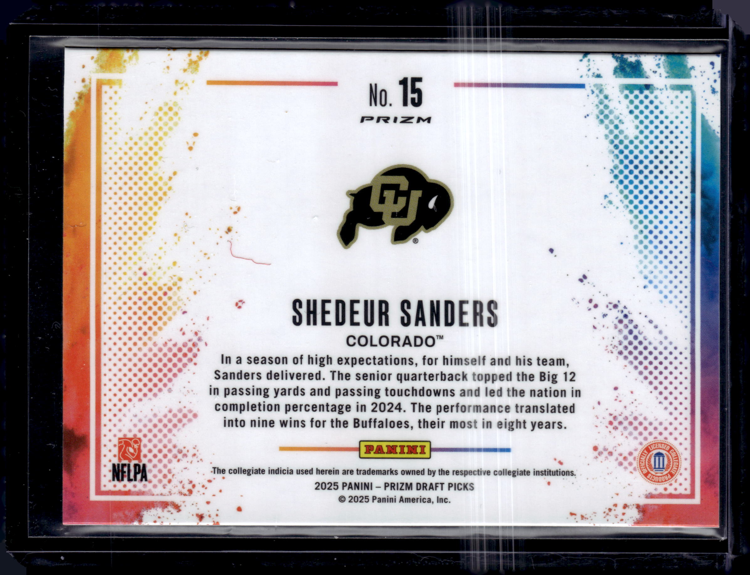 2025 Panini Prizm Draft Picks Black Color Blast Shedeur Sanders #15