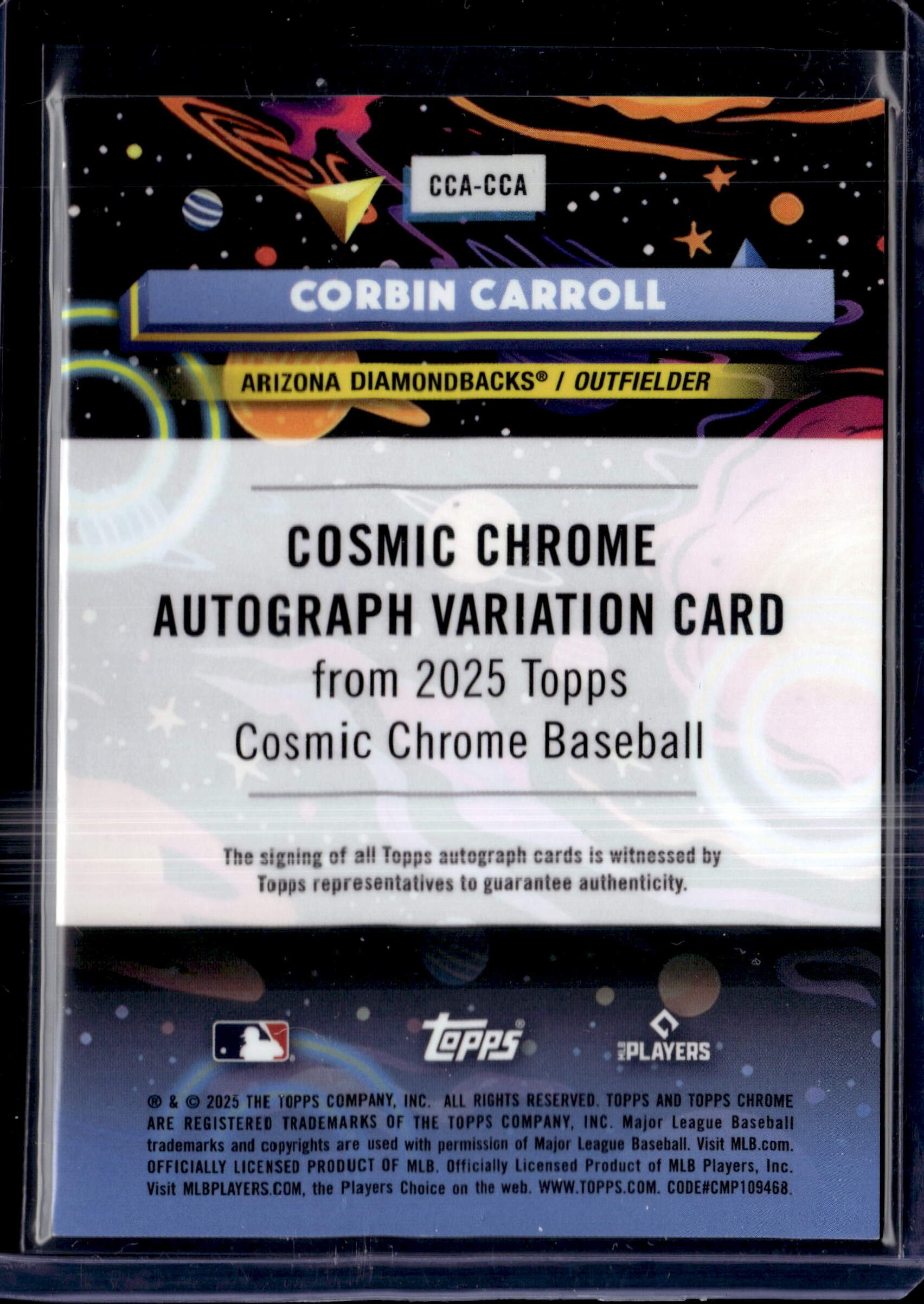 2025 Topps Cosmic Chrome Autograph Variation #CCA-CCA Corbin Carroll /50