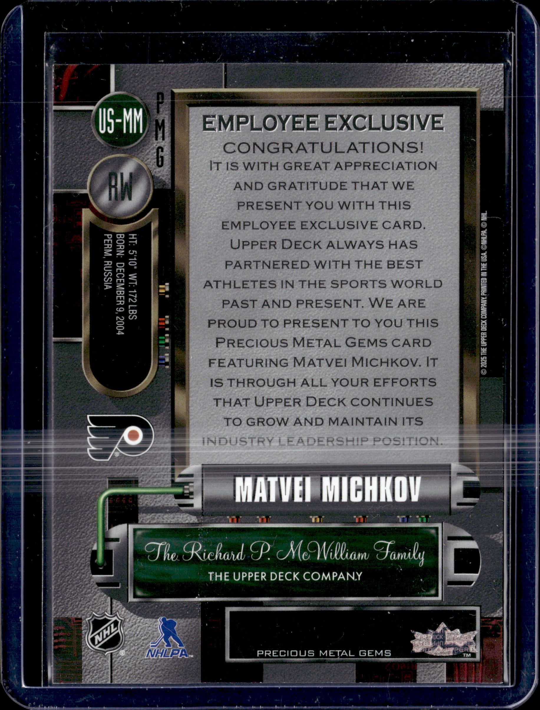 2024-25 Upper Deck Metal Employee Exclusive PMG Rookie Matvei Michkov