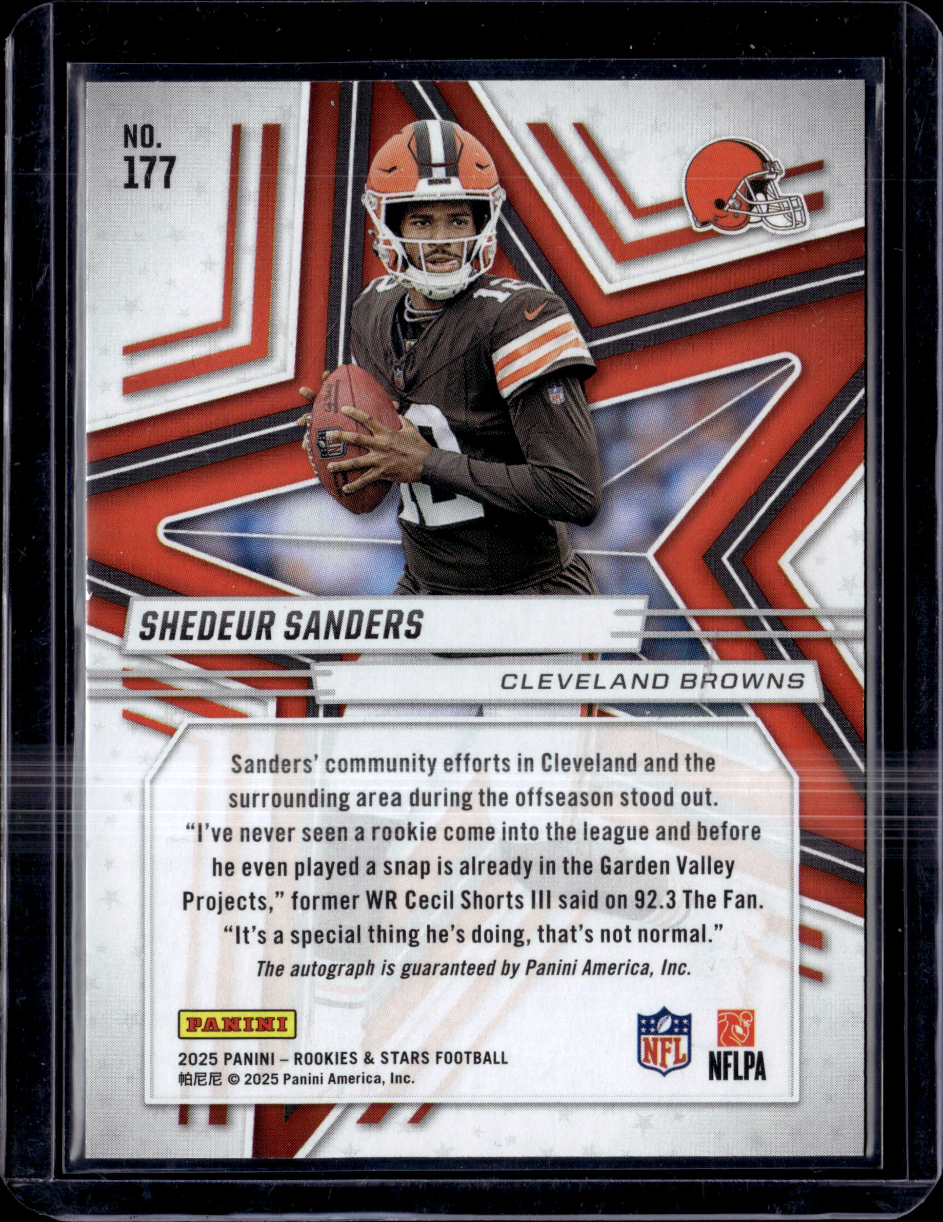 2025 Panini Rookie And Stars #177 Shedeur Sanders Auto