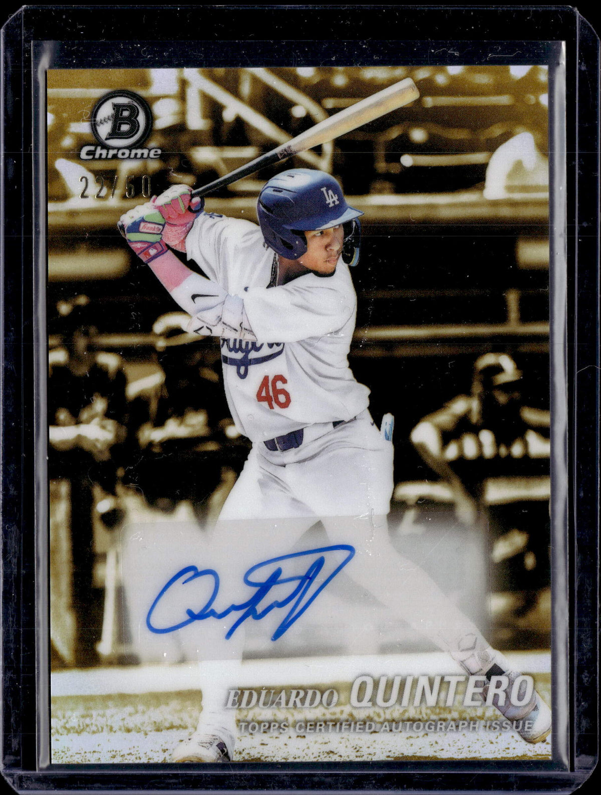 2025 Bowman Chrome Eduardo Quintero #AA-EQ Achromatic Gold Refractor Auto /50