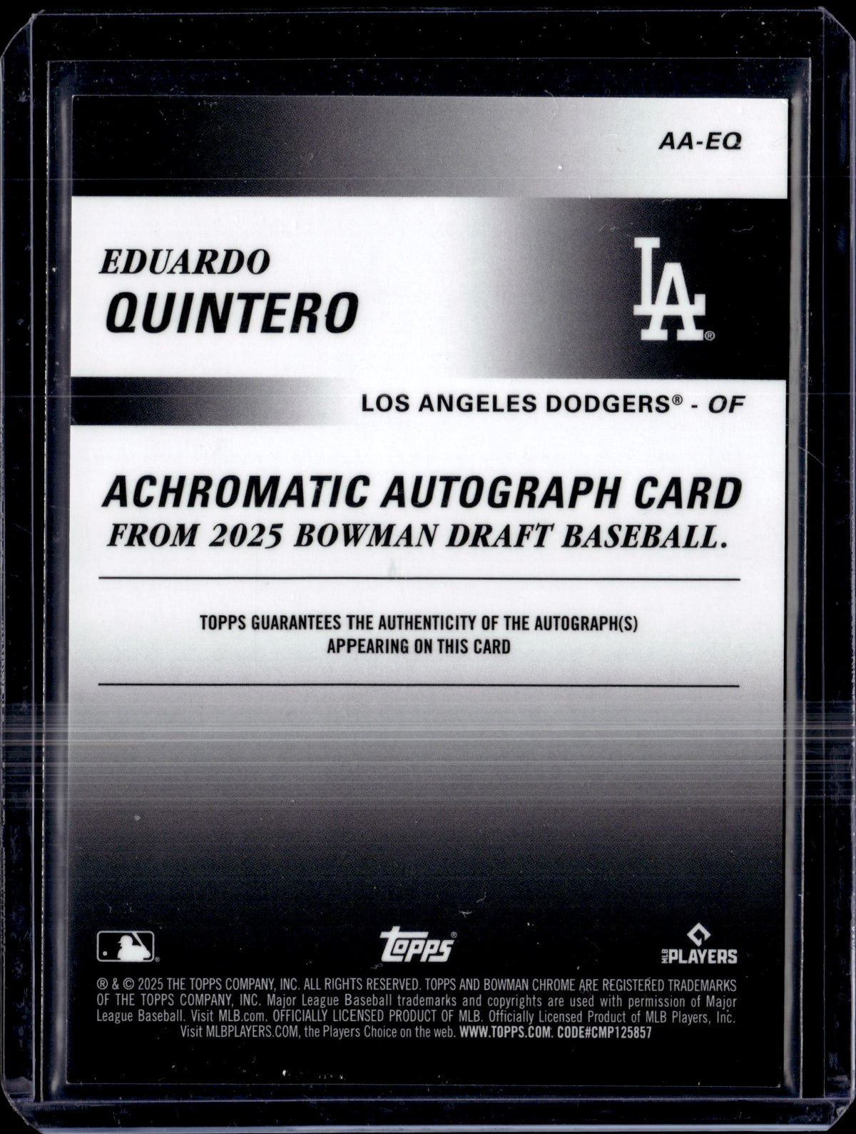 2025 Bowman Chrome Eduardo Quintero #AA-EQ Achromatic Gold Refractor Auto /50