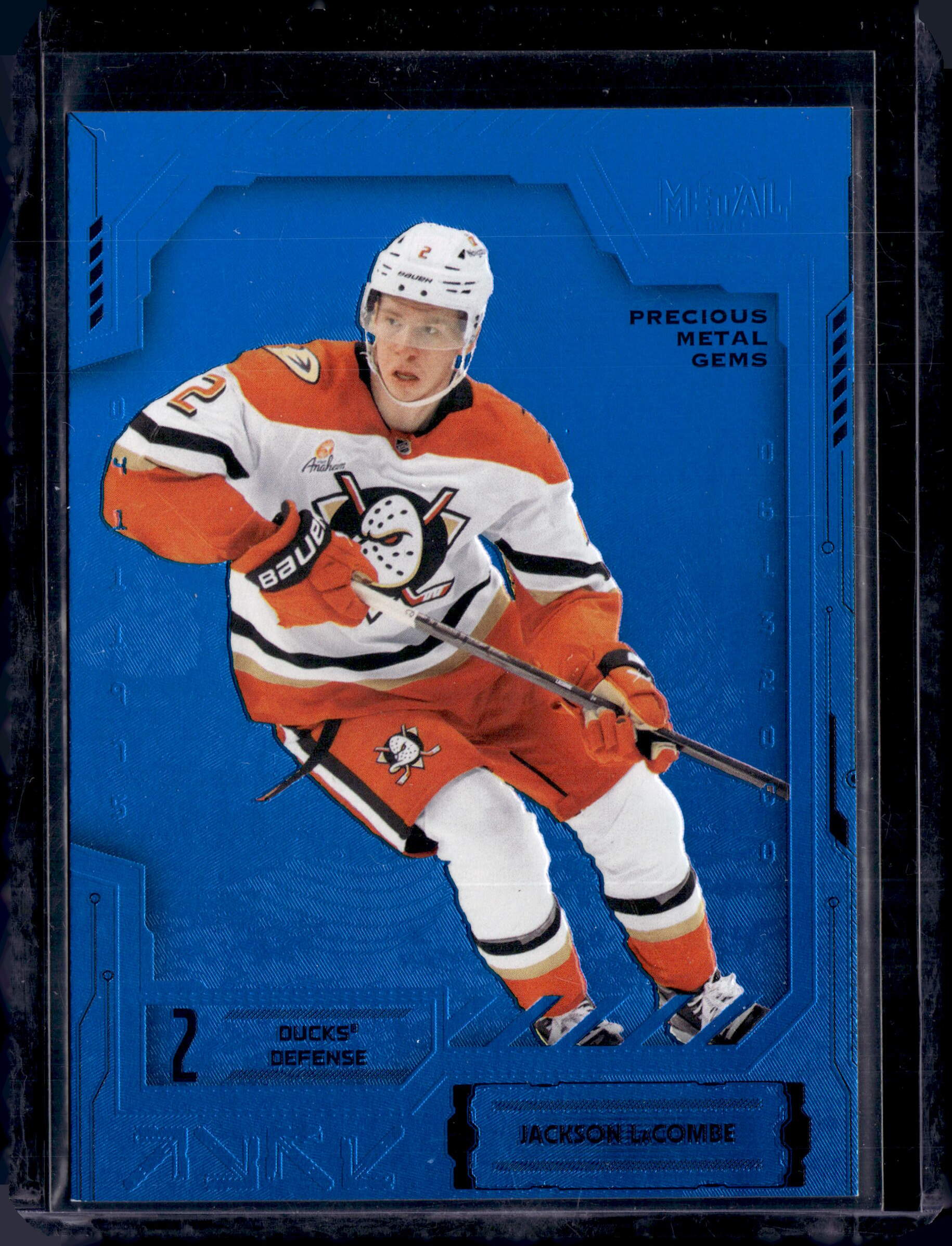 2025-26 Skybox Metal Universe Hockey Jackson LaCombe Precious Metal Gems Blue /50