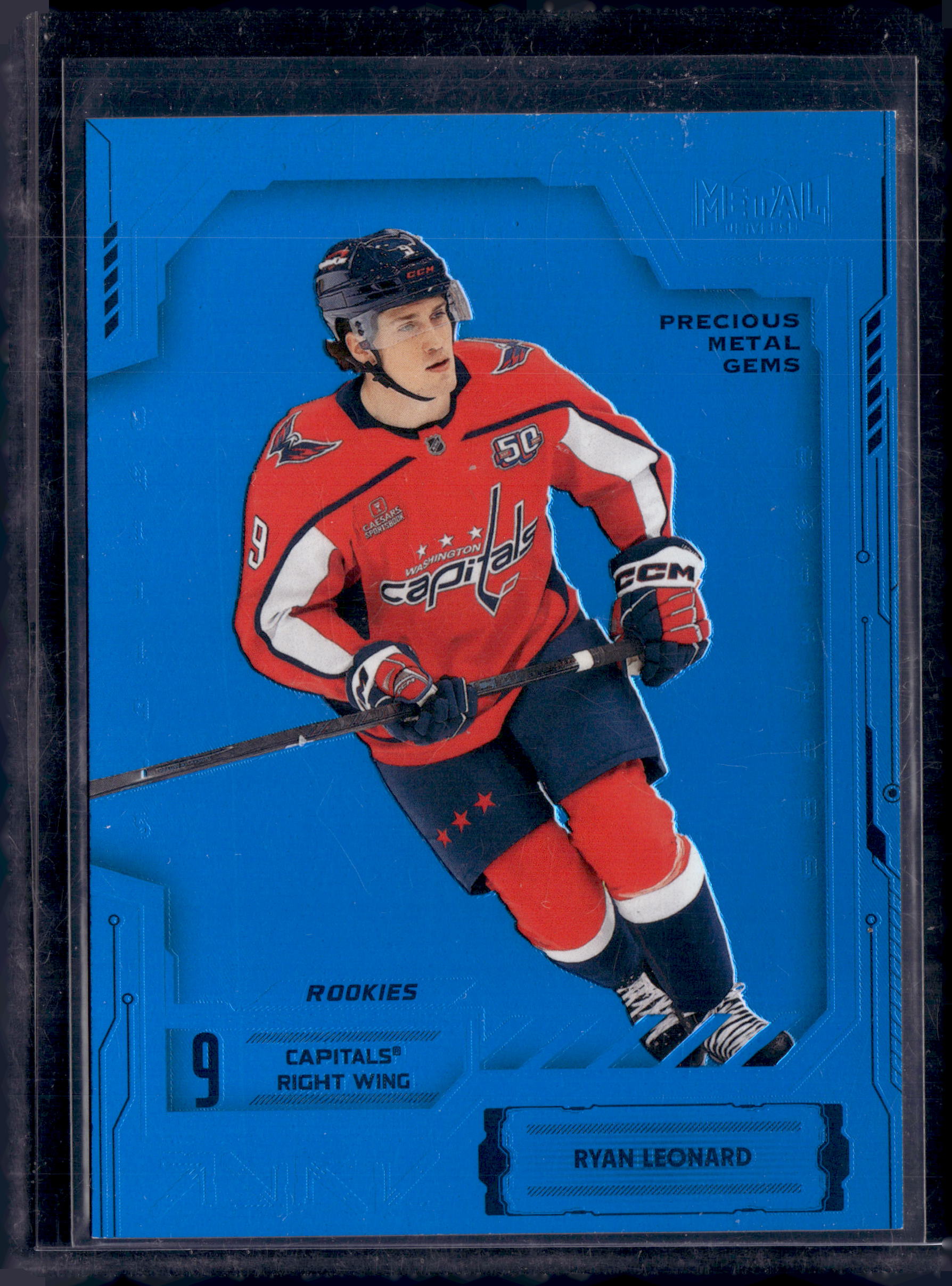 2025-26 Skybox Metal Universe Hockey Ryan Leonard Precious Metal Gems Blue /50