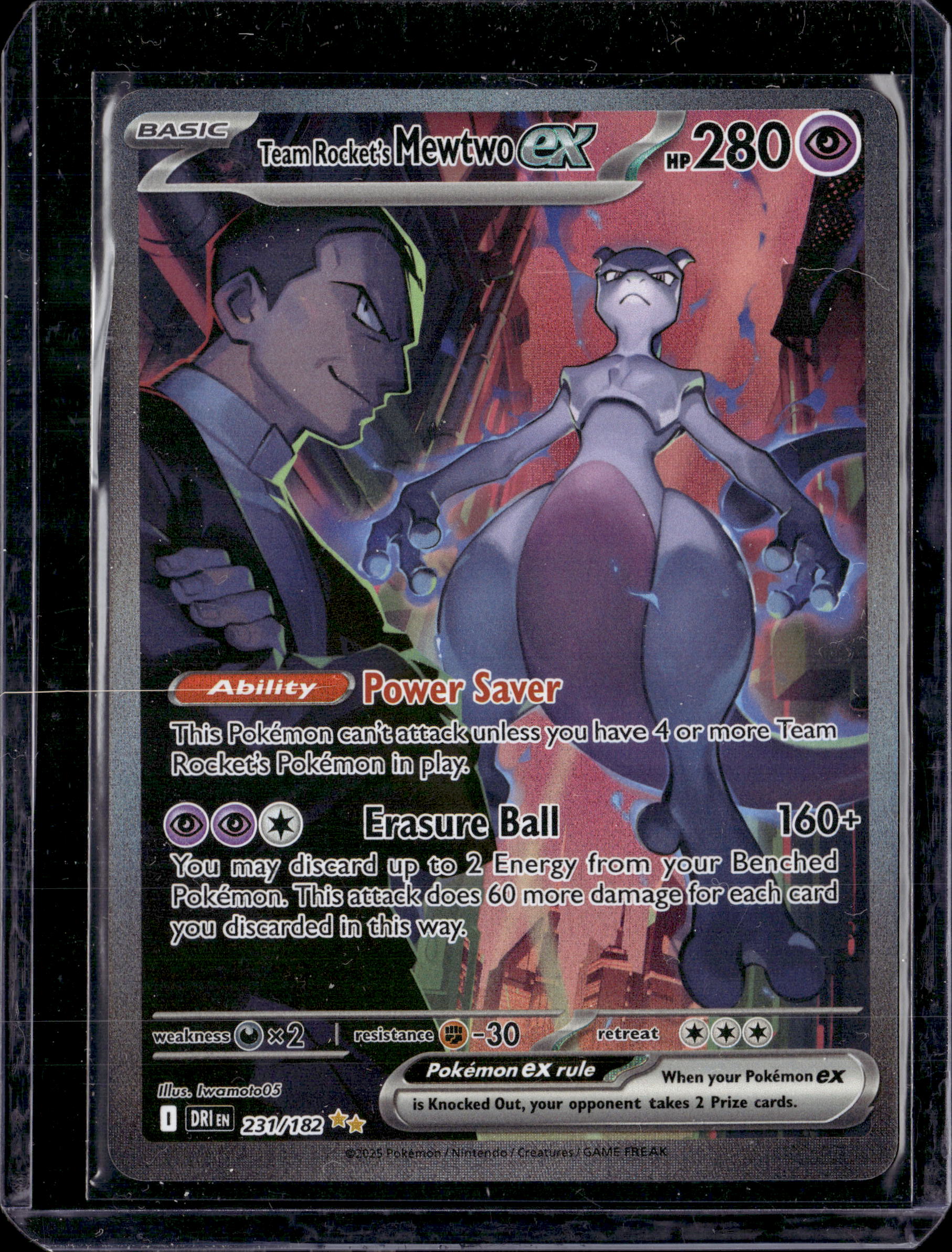 2025 Pokemon Destined Rivals Team Rocket's Mewtwo ex 231/182 SIR Holo