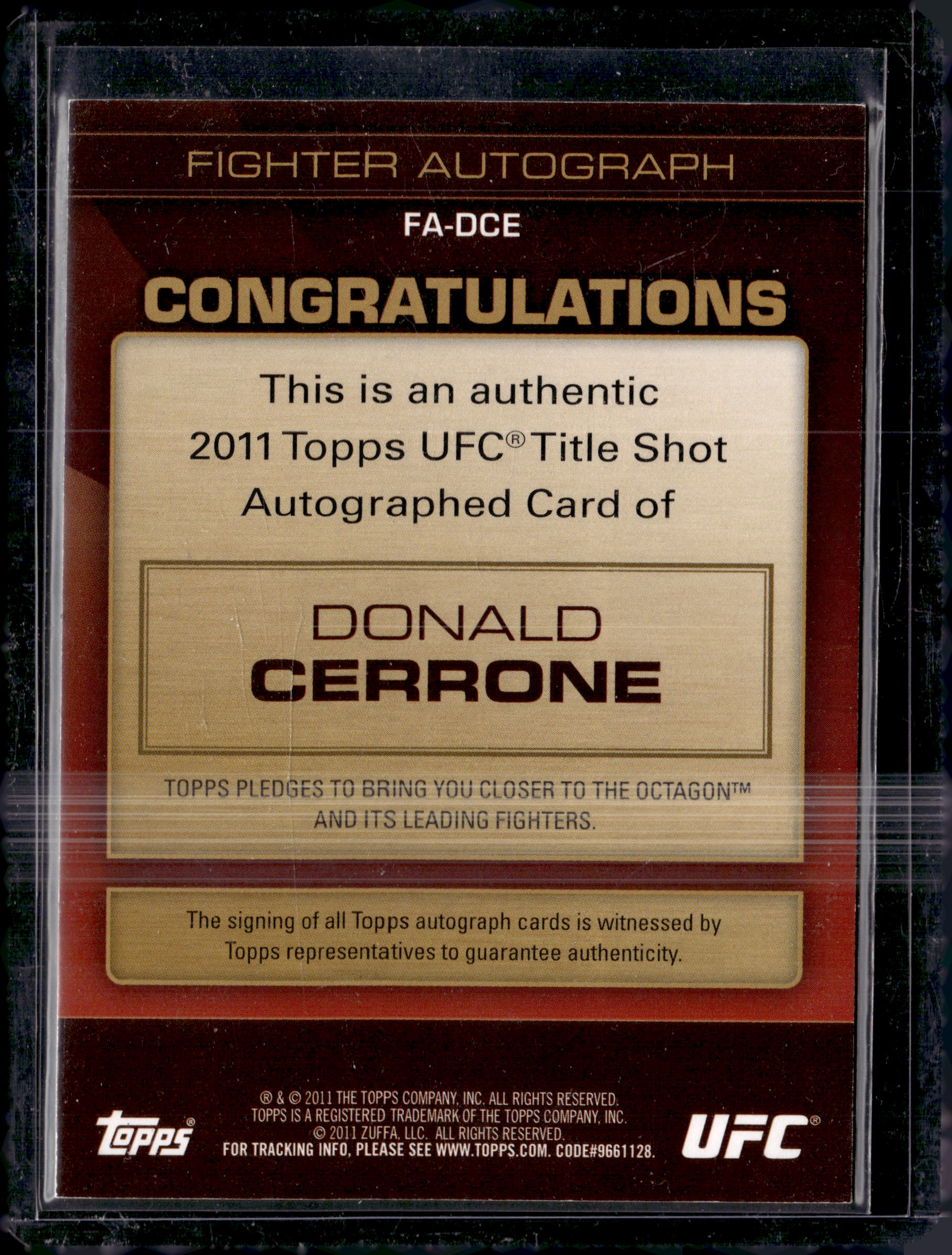 2011 Topps UFC Fighter 1st Autograph Title Shot Donald Cerrone #FA-DCE