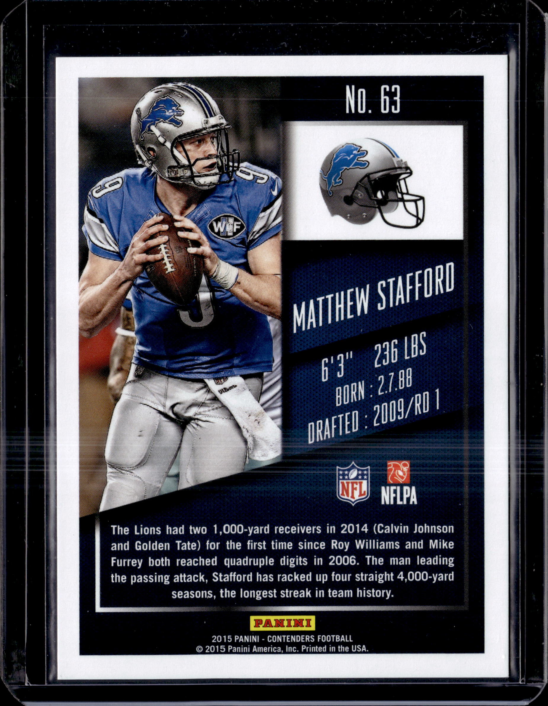 2015 Panini contenders Super Bowl Ticket Matthew Stafford 1 of 1