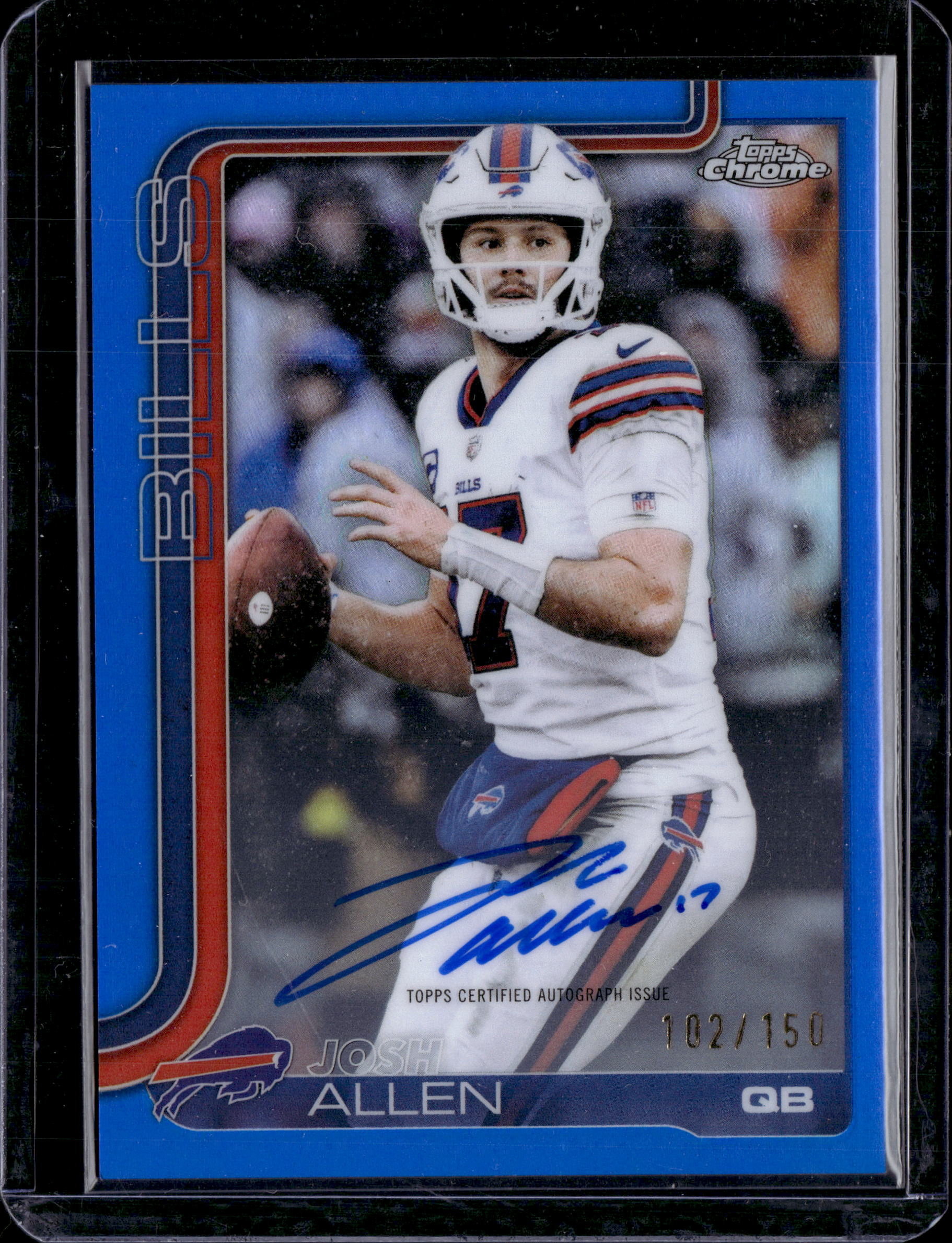 2025 Topps Chrome Football Josh Allen Blue Auto On Card /150
