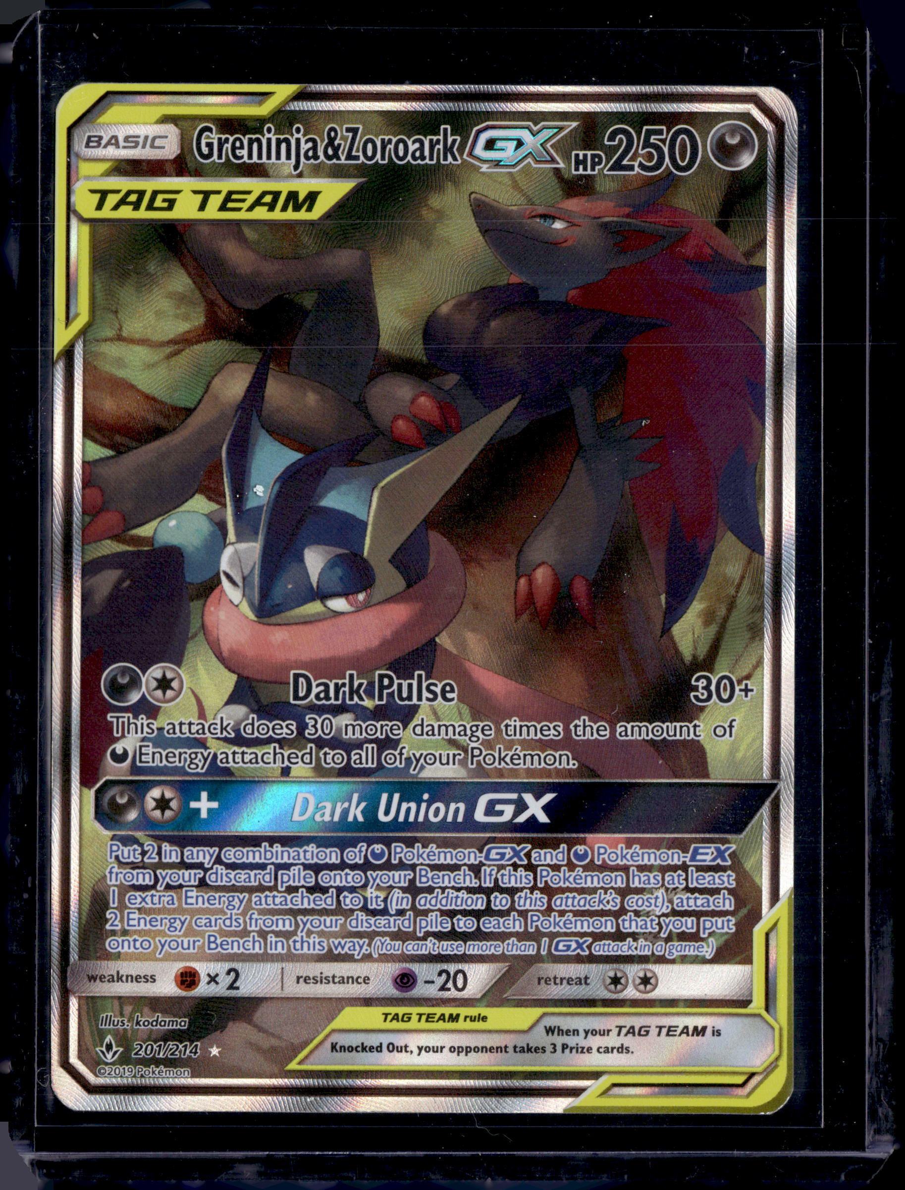 2019 Pokemon Unbroken Bonds Tag Team Greninja & Zoroark 201/214